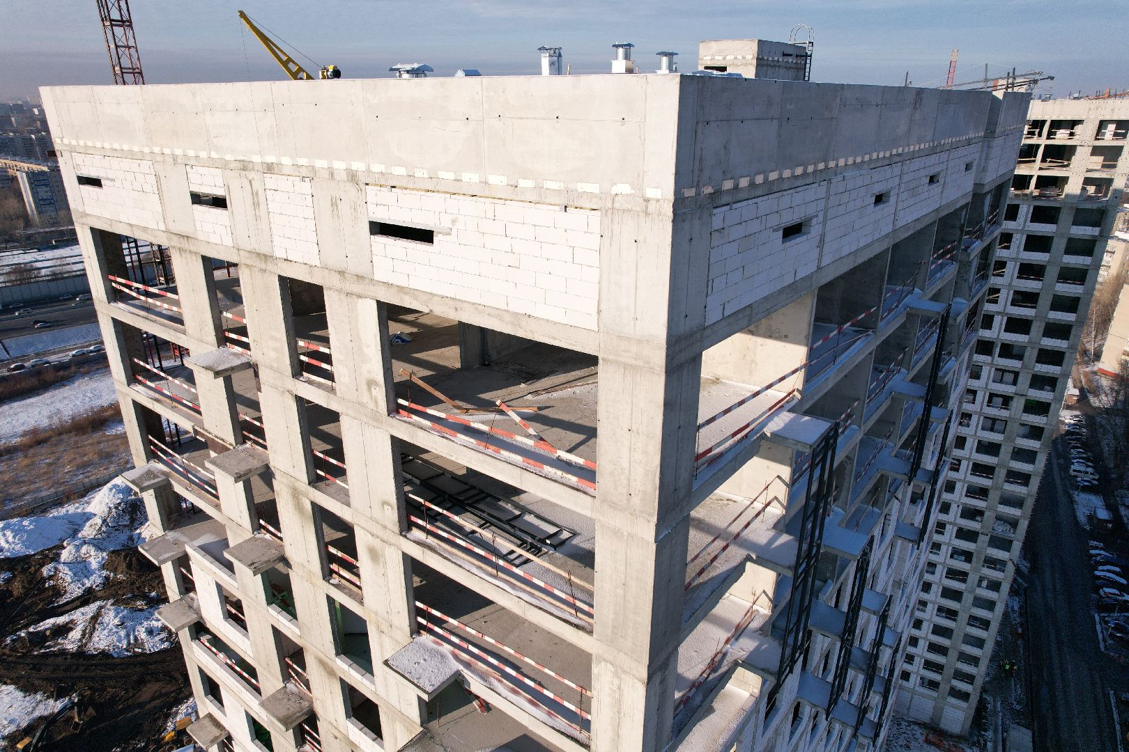 видео с коптера, строительство, реутов, жилой дом,