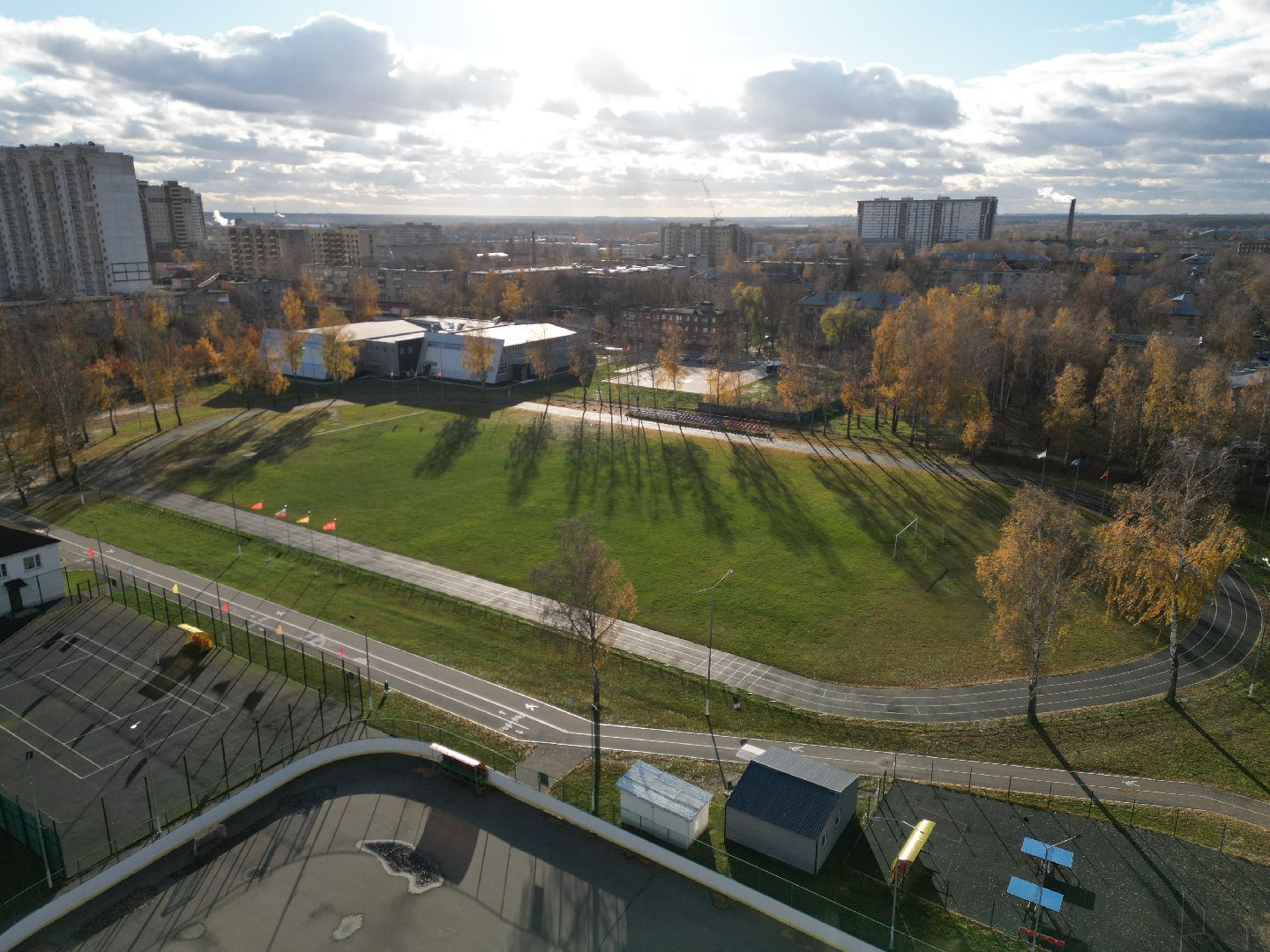 видео с коптера, старая купавна, стадион, реконструкция, строительство,