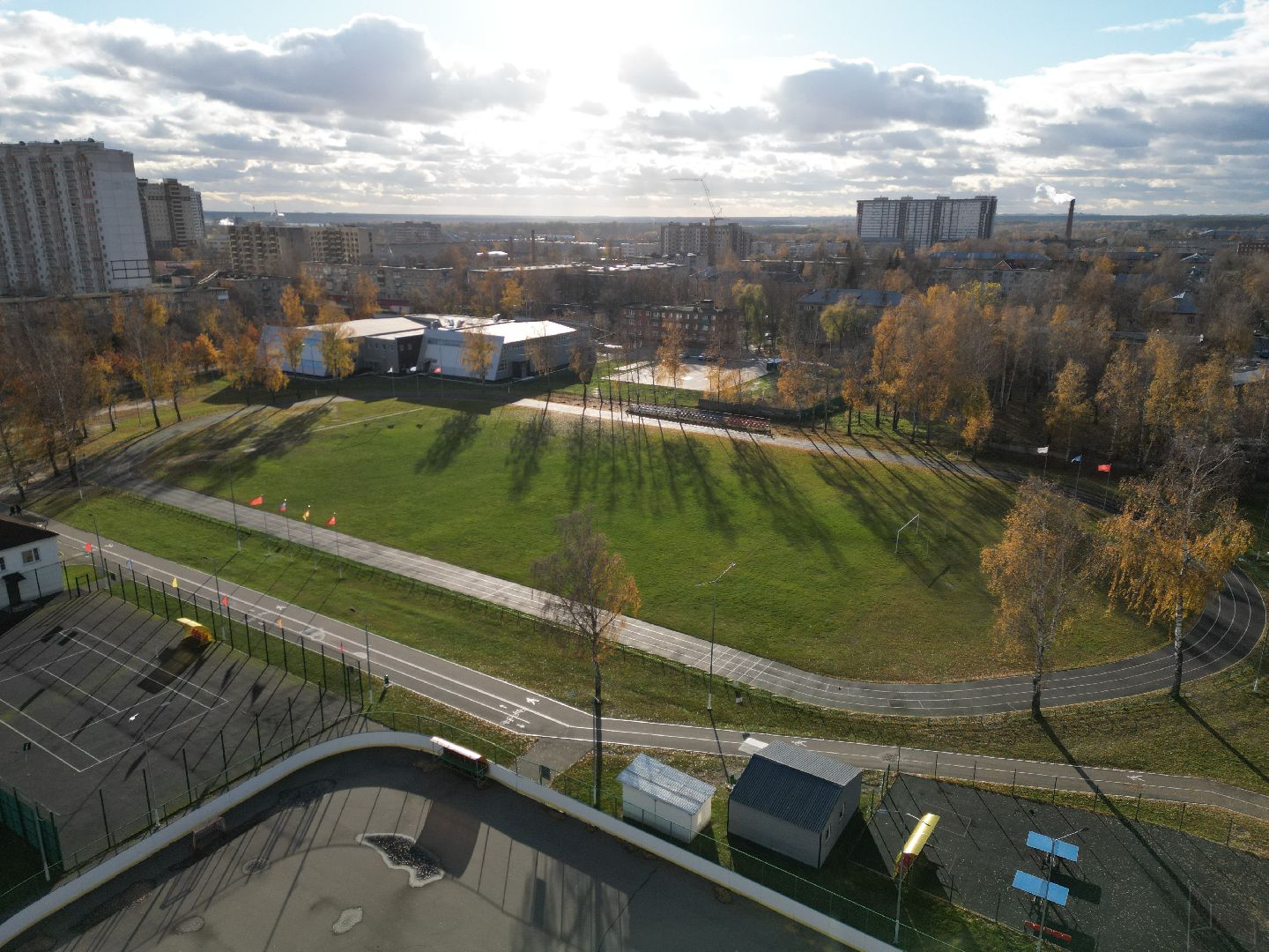 видео с коптера, старая купавна, стадион, реконструкция, строительство,