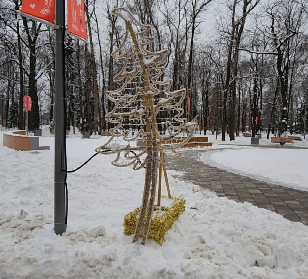 парки, ель, гирлянда, новый год, вертикалки,