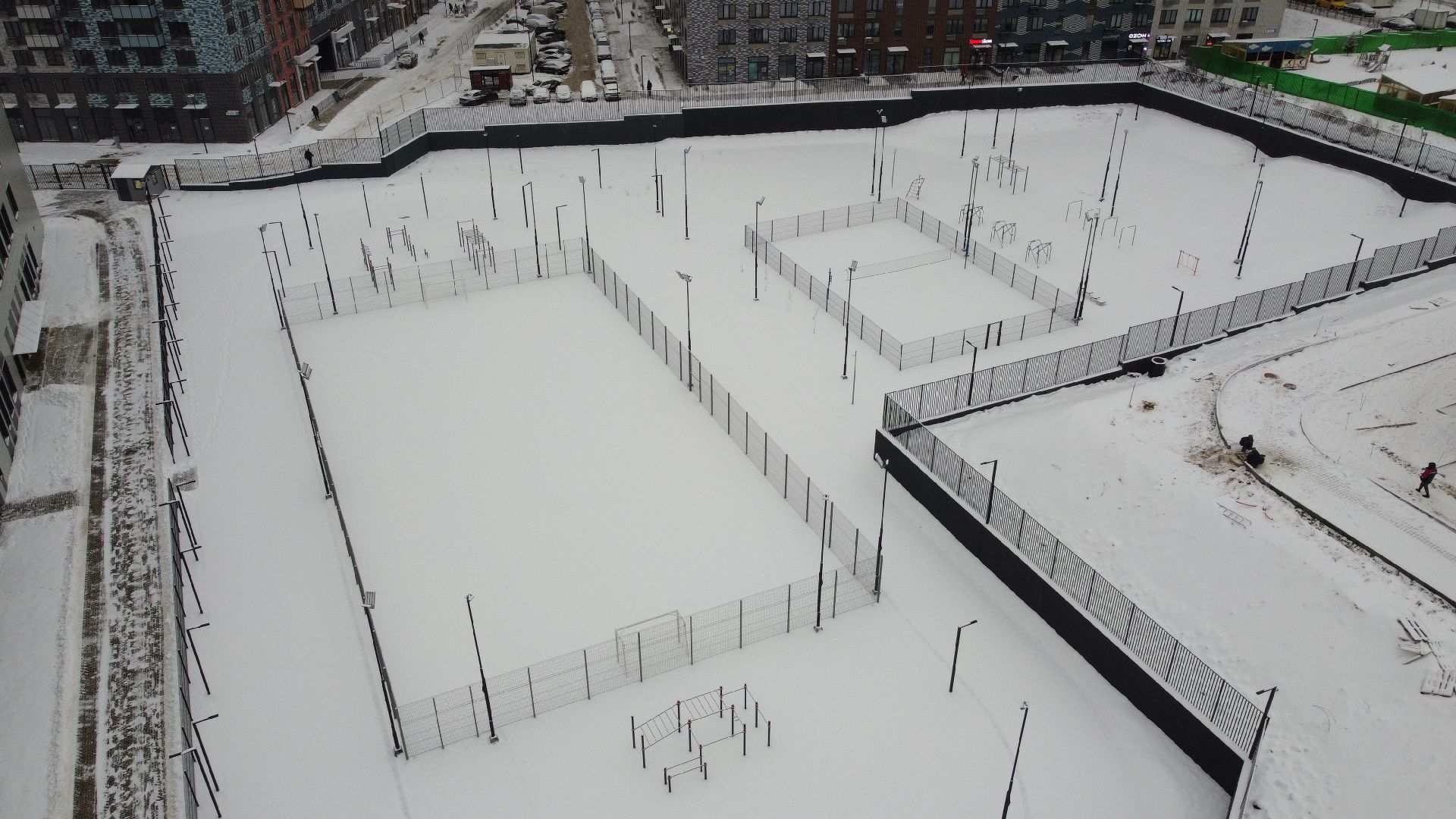 видео с коптера, школа, строительство,