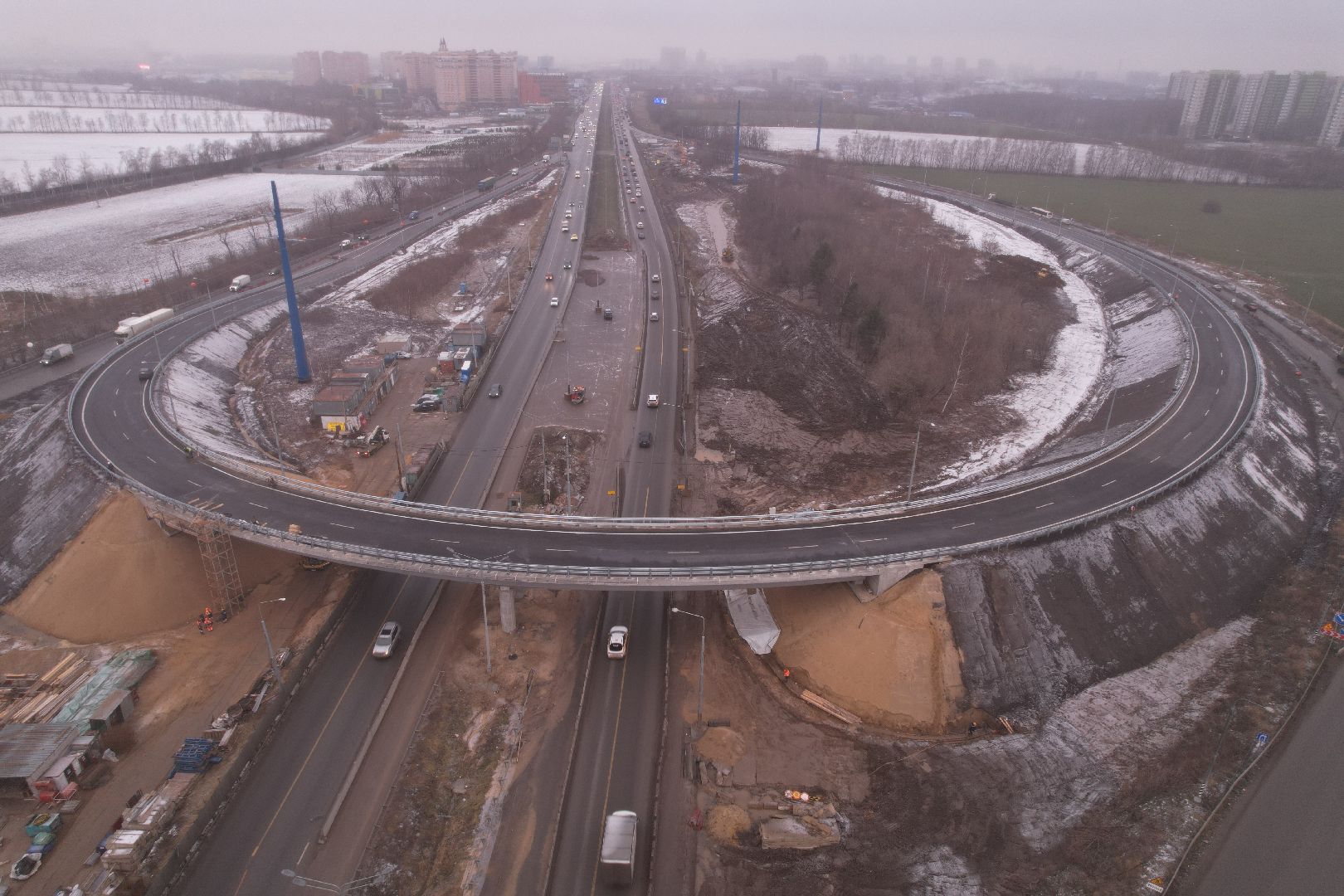 видео с коптера, дороги, строительство,