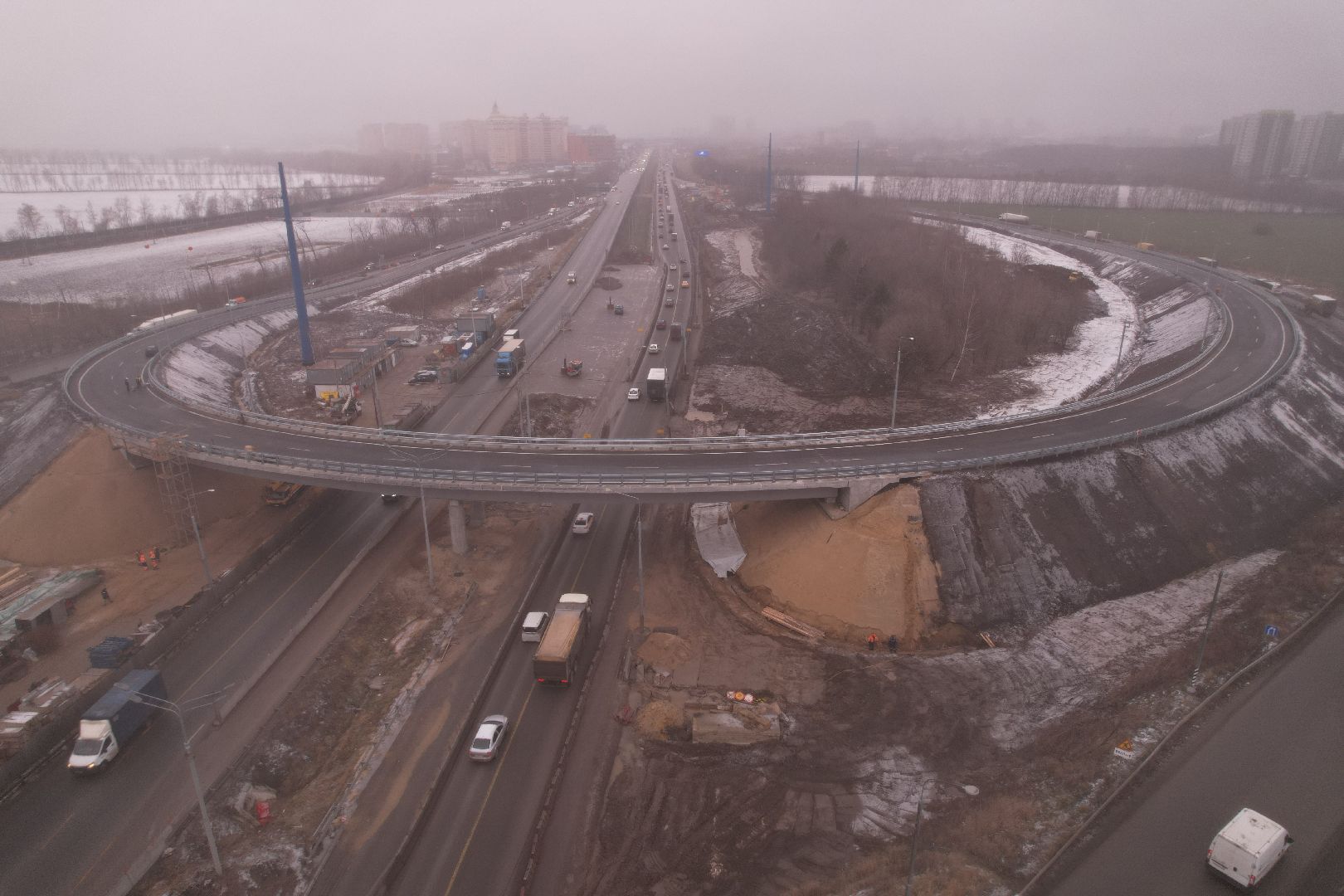 видео с коптера, дороги, строительство,