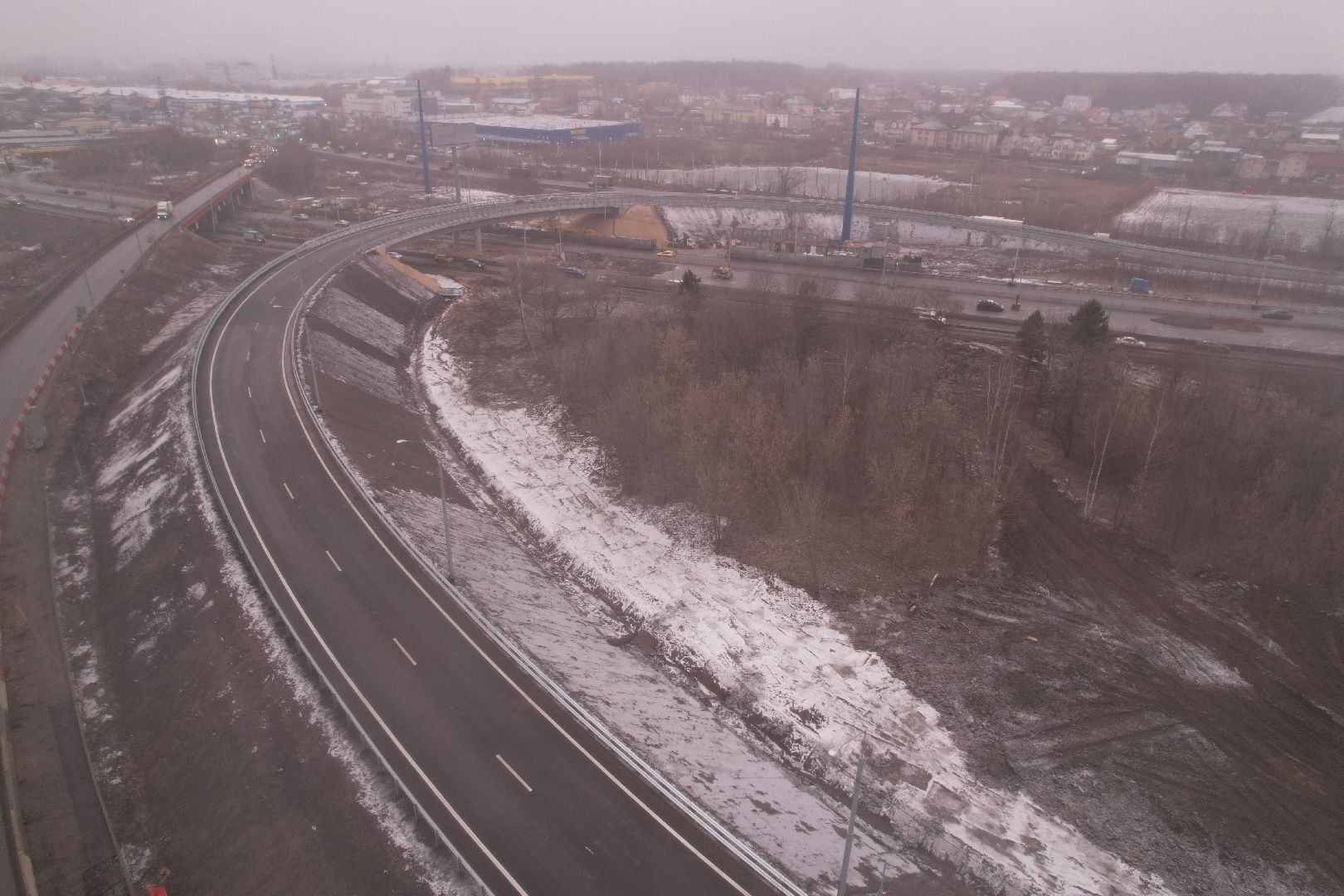 видео с коптера, дороги, строительство,