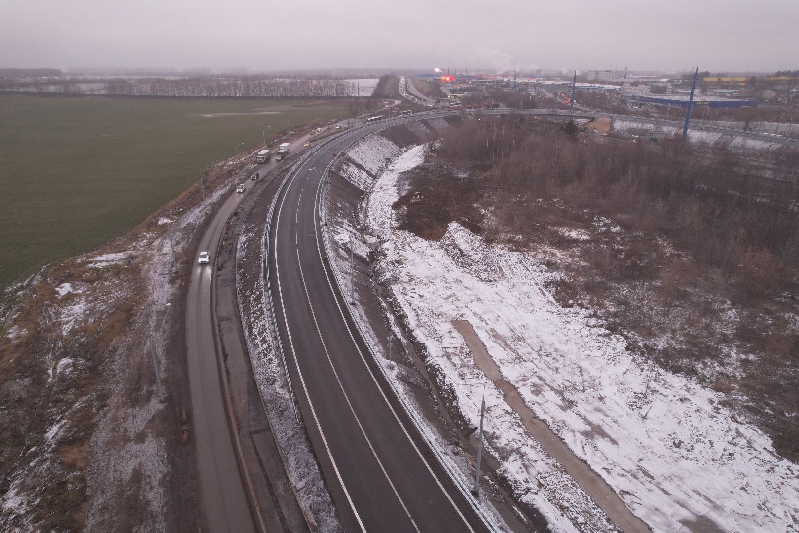видео с коптера, дороги, строительство,