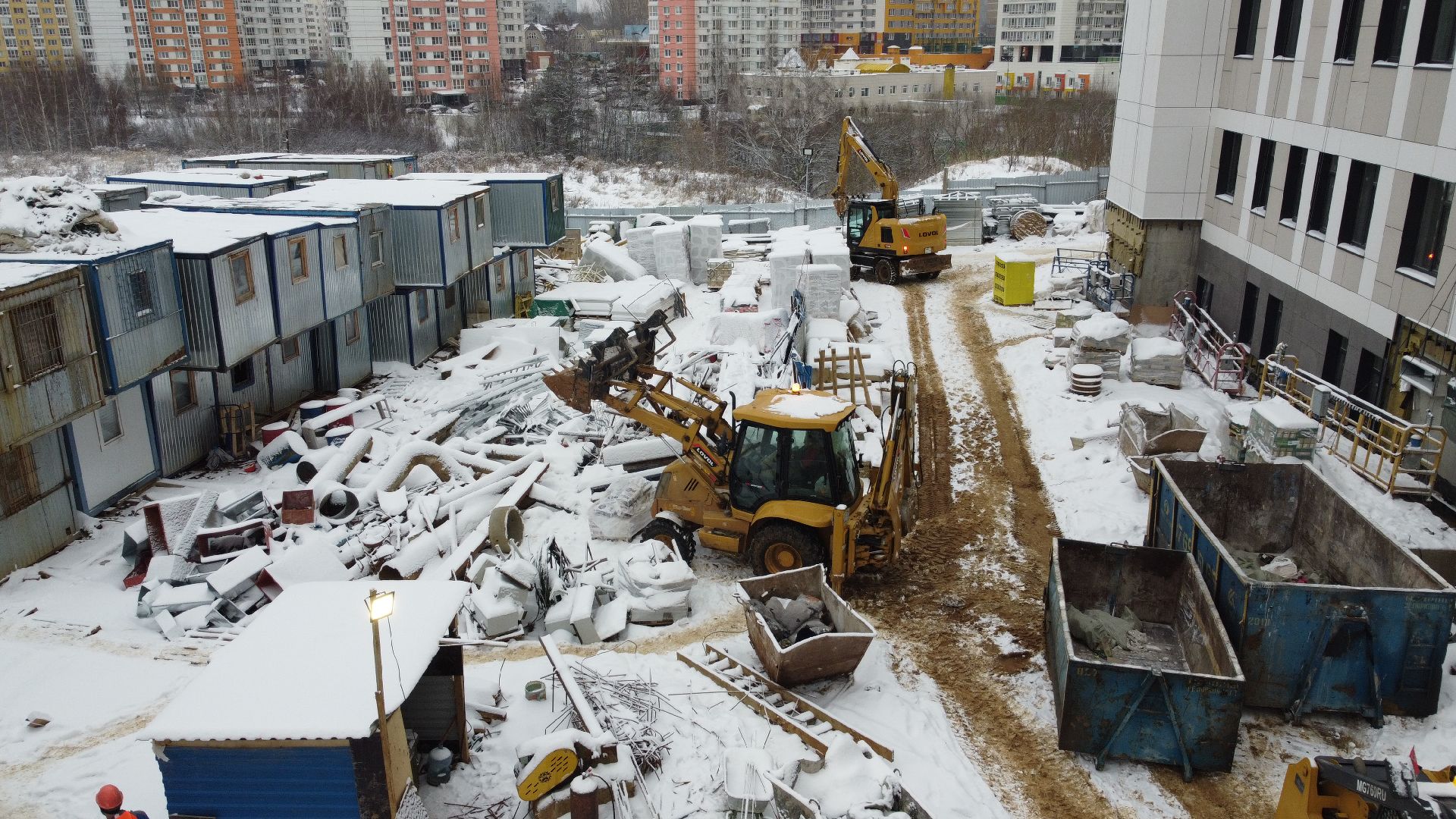 видео с коптера, строительство, поликлиника, ленинский городской округ,