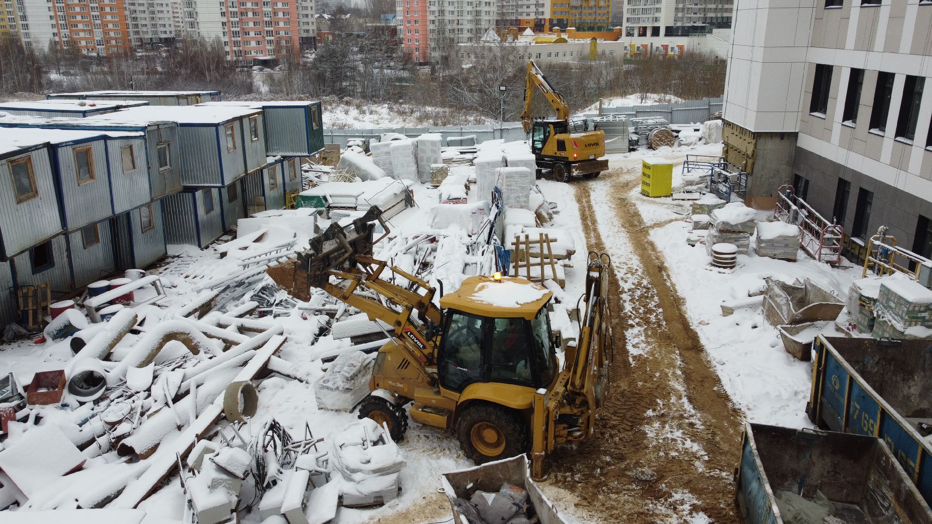 видео с коптера, строительство, поликлиника, ленинский городской округ,