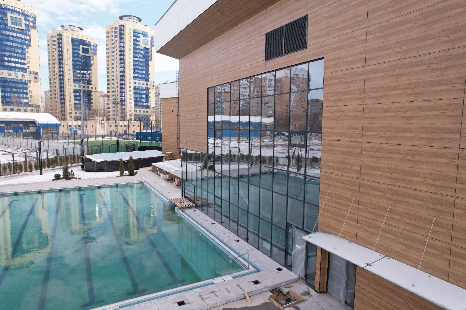 видео с коптера, фок, строительство, спорт,