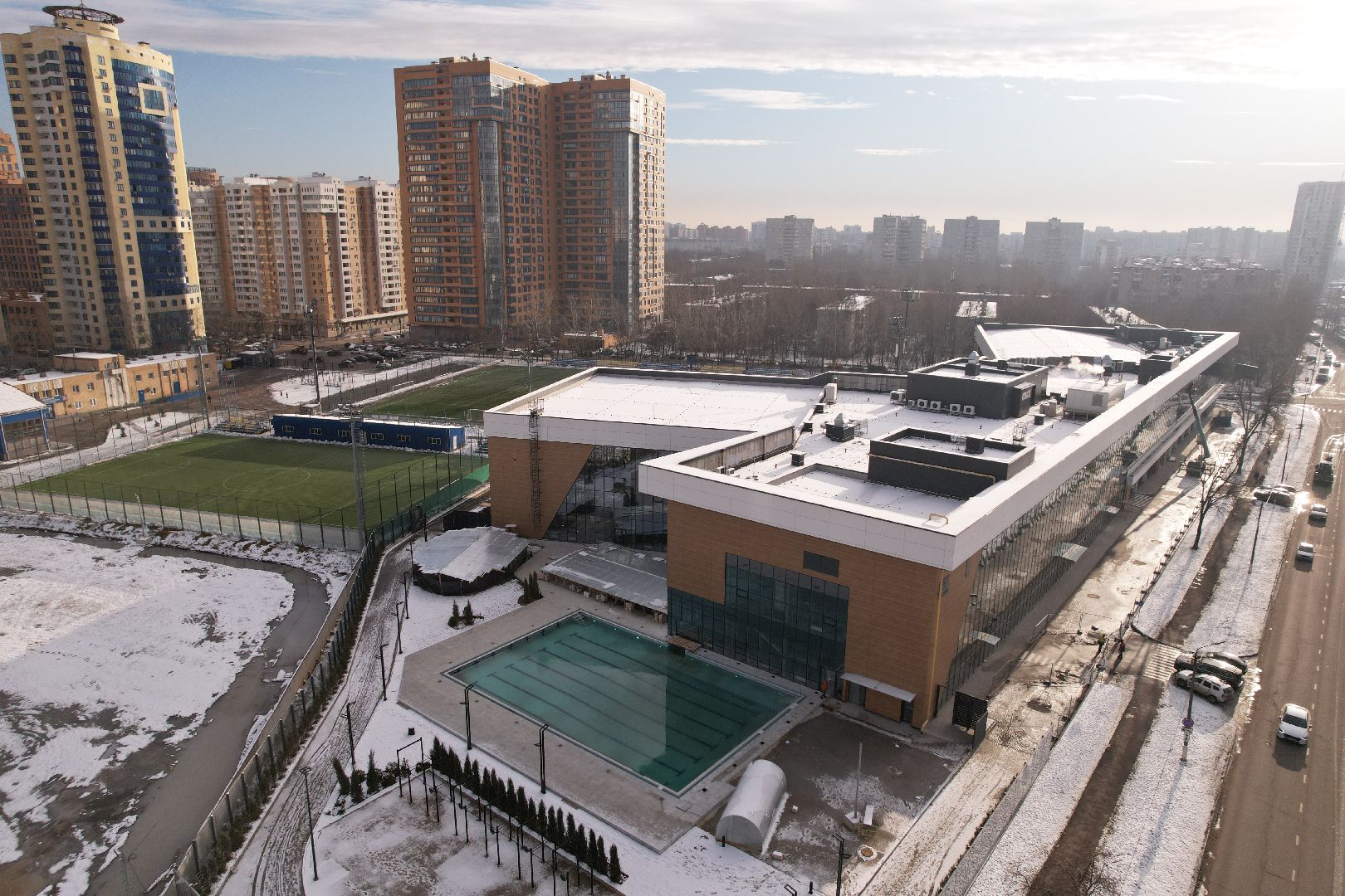 видео с коптера, фок, строительство, спорт,