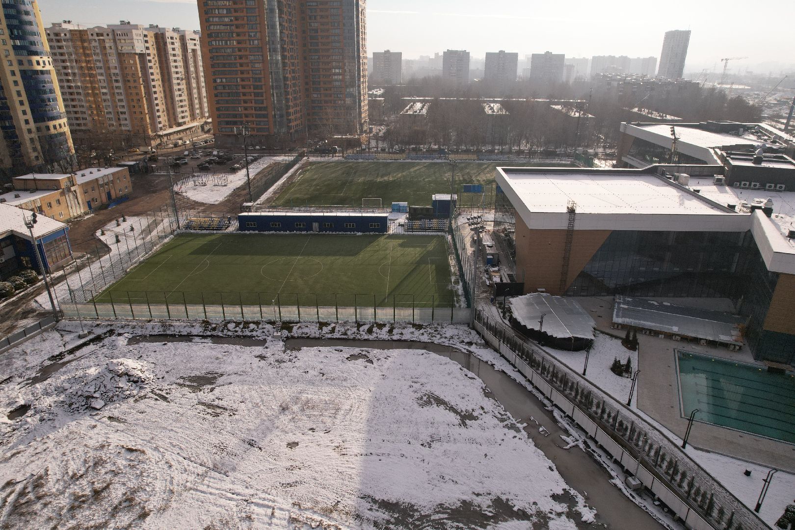 видео с коптера, фок, строительство, спорт,