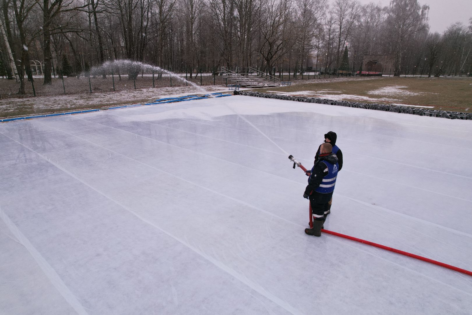 видео с коптера, благоустройство, каток, ступино,