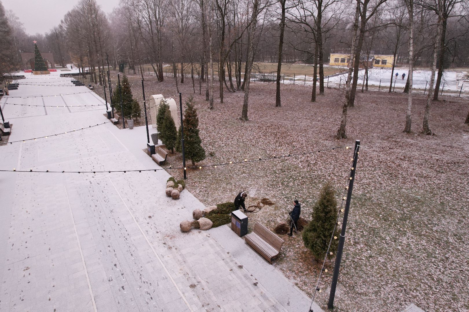 видео с коптера, благоустройство, каток, ступино,