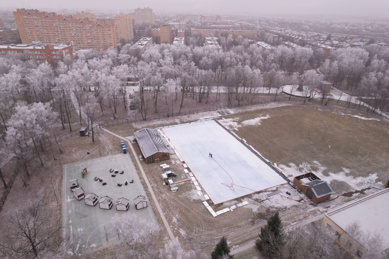 видео с коптера, благоустройство, каток, ступино,
