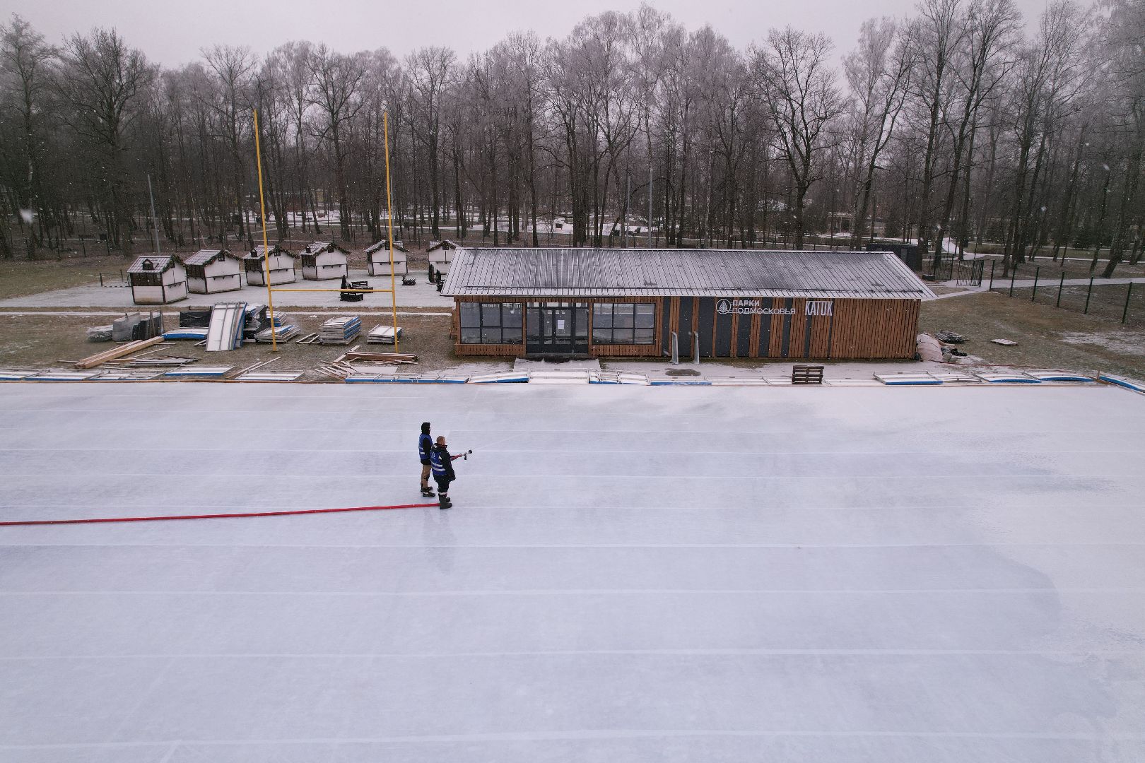 видео с коптера, благоустройство, каток, ступино,