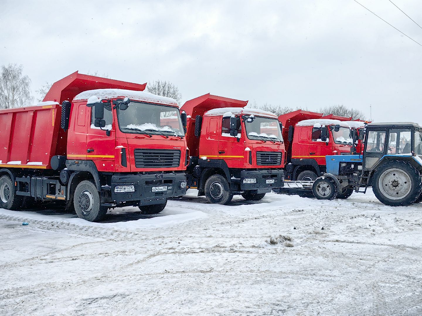 самосвал, техника, автопарк, снег, погрузчики, вертикалки