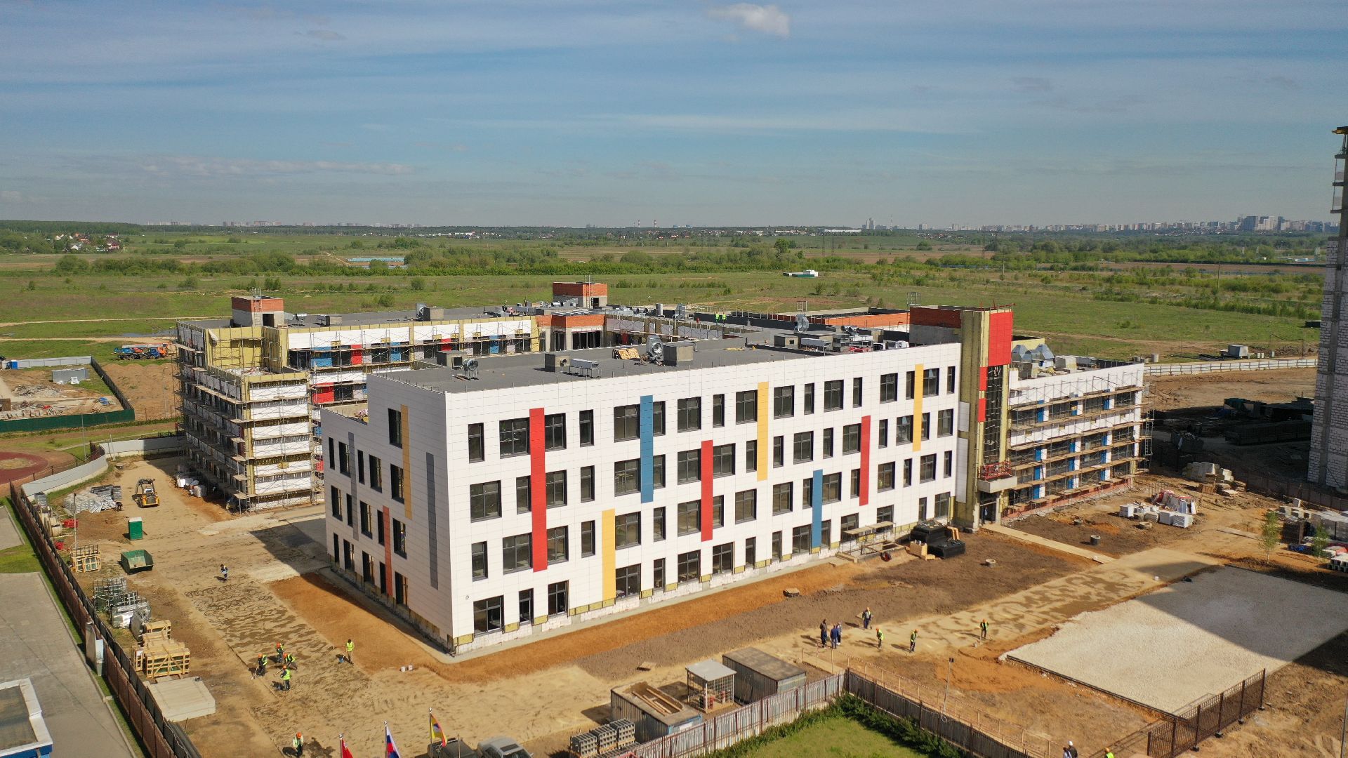 видео с коптера, школа, строительство, домодедово,