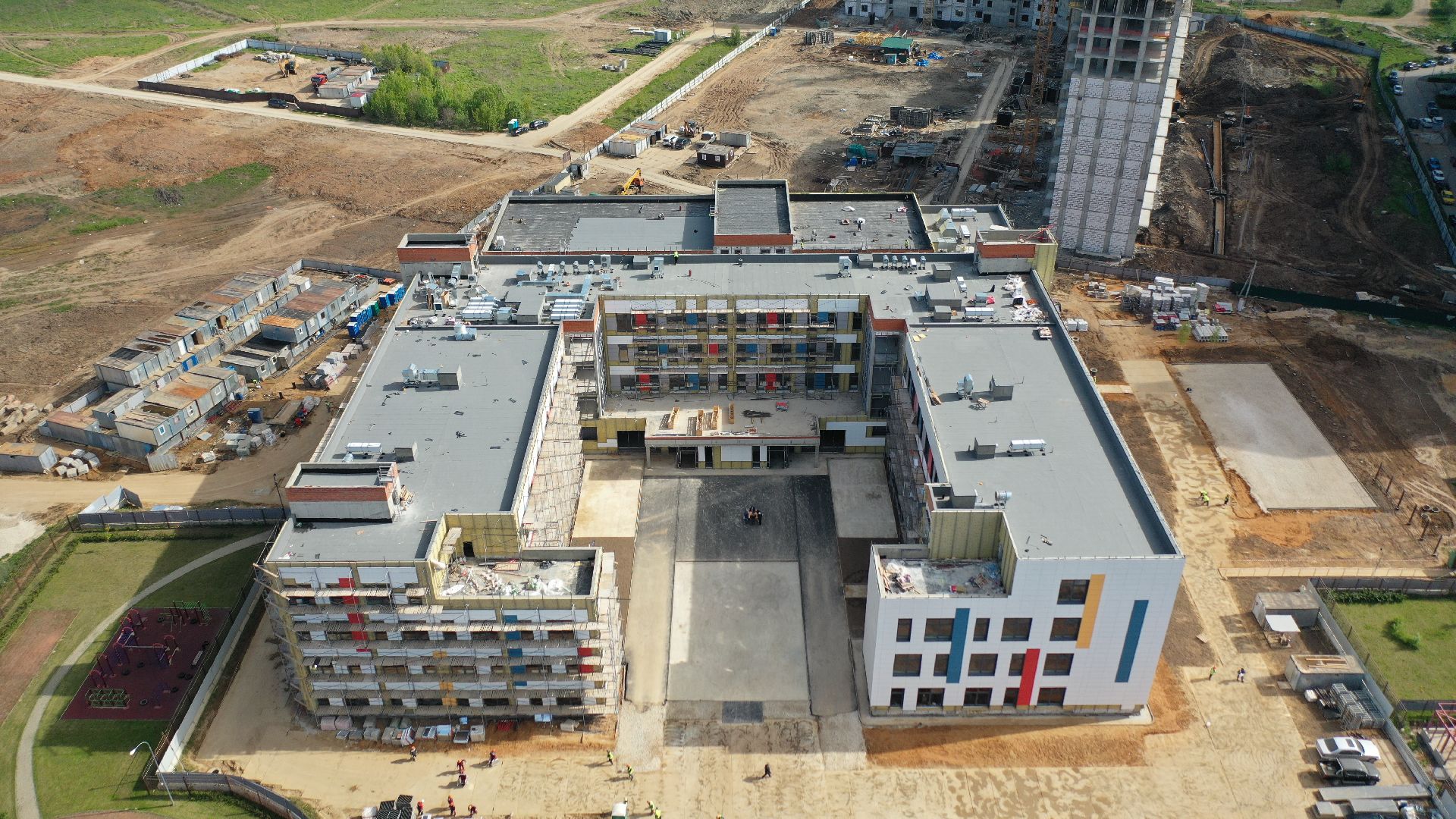 видео с коптера, школа, строительство, домодедово,