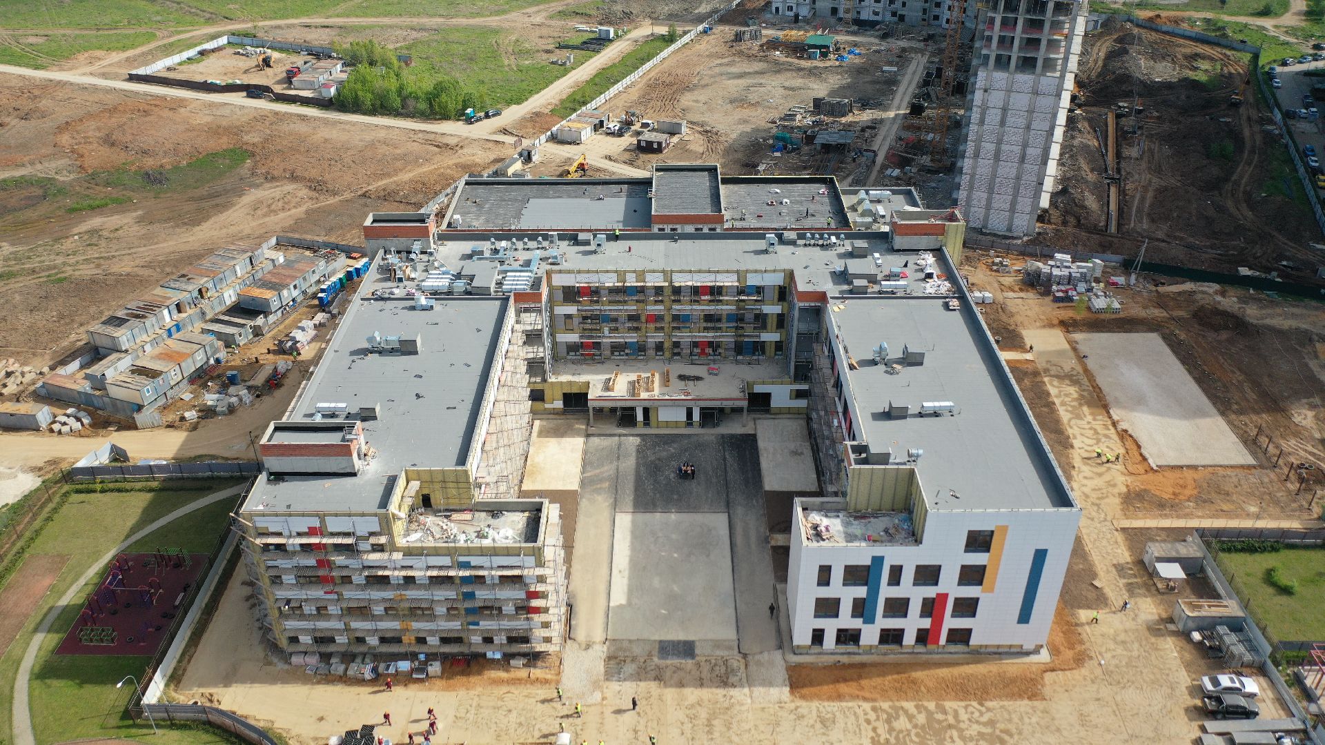 видео с коптера, школа, строительство, домодедово,