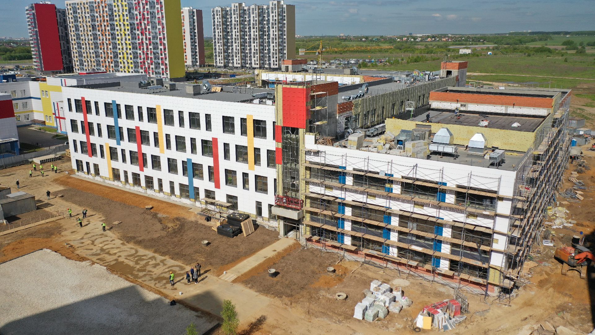 видео с коптера, школа, строительство, домодедово,