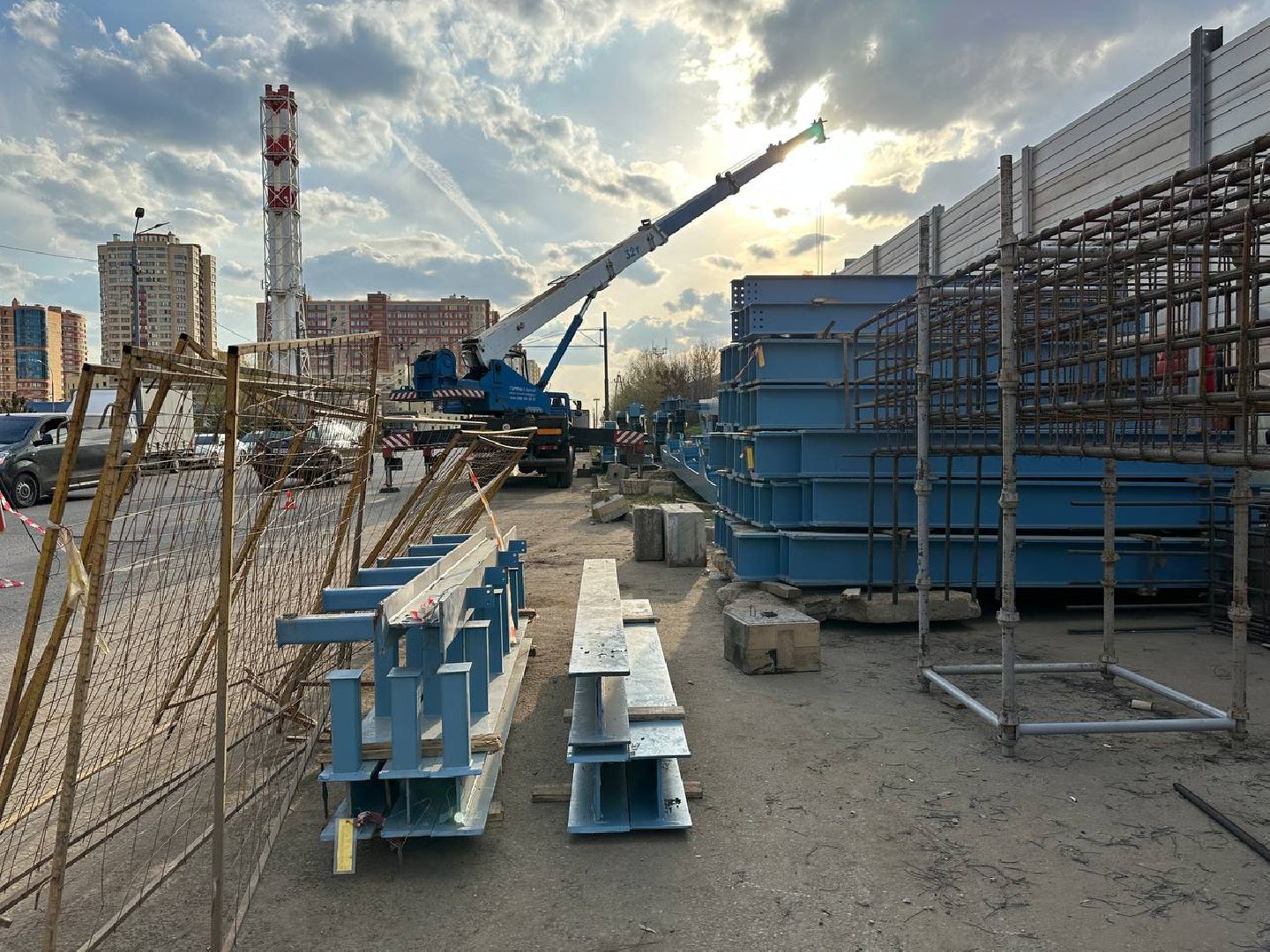 Реутов, строительство, переход, железная дорога, опоры, триплекс, строение