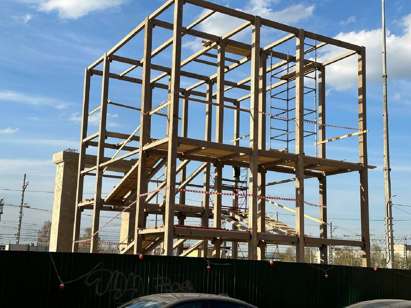 Реутов, строительство, переход, железная дорога, опоры, триплекс, строение