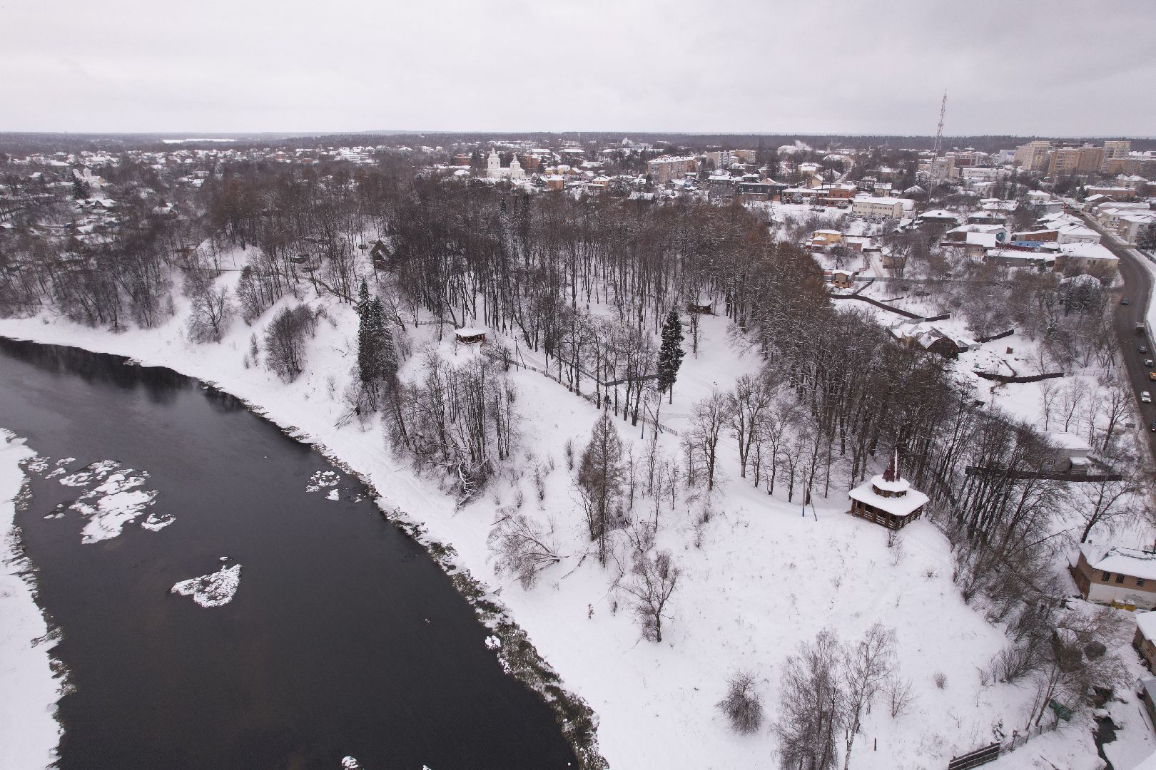 видео с коптера, руза, зима в подмосковье,