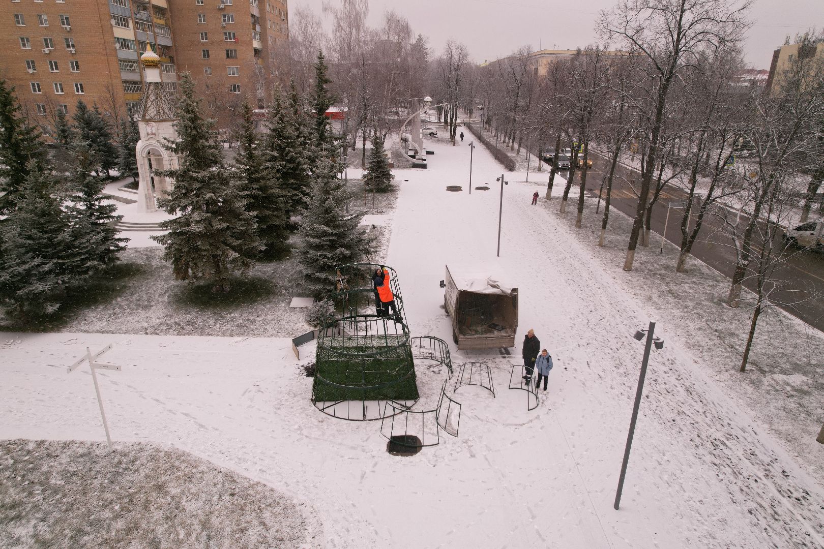 видео с коптера, ступино, парк,