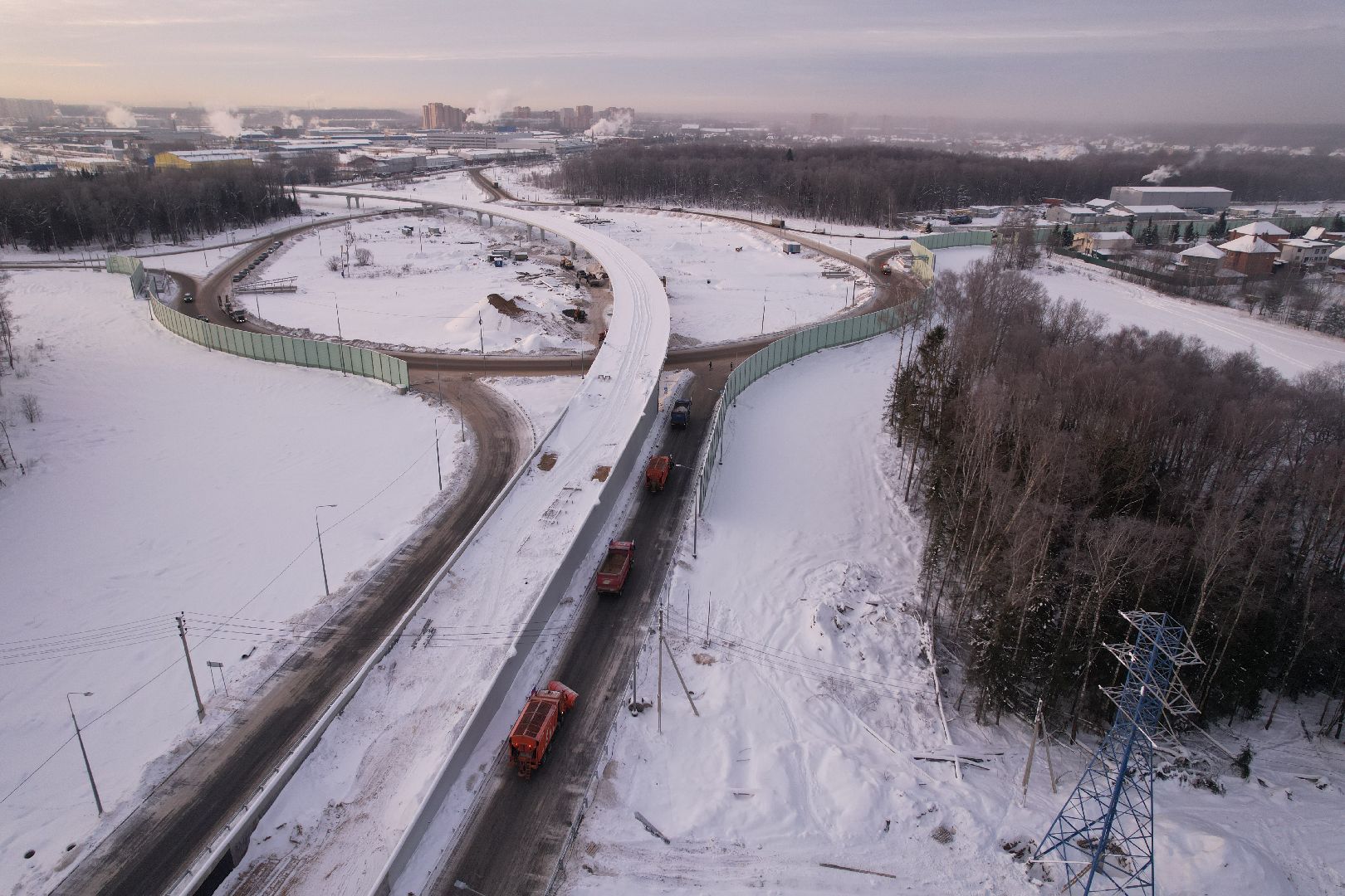 видео с коптера, лобня, дороги, строительство, северный обход,