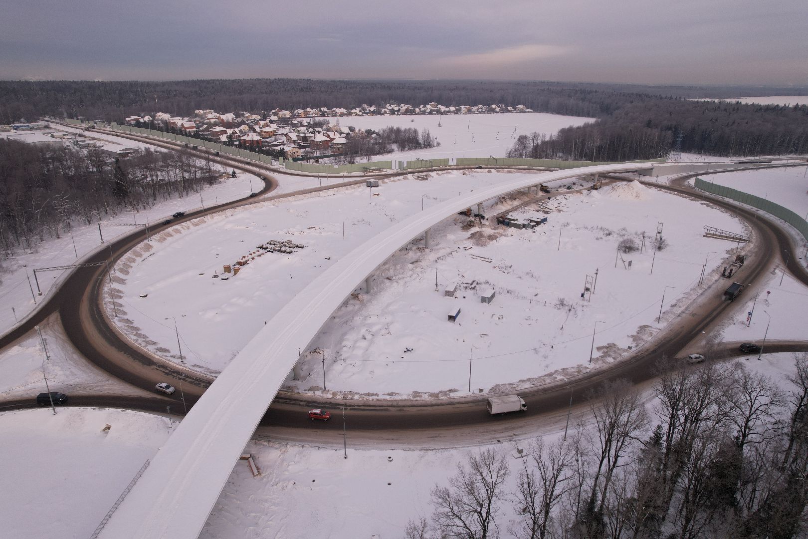 видео с коптера, лобня, дороги, строительство, северный обход,