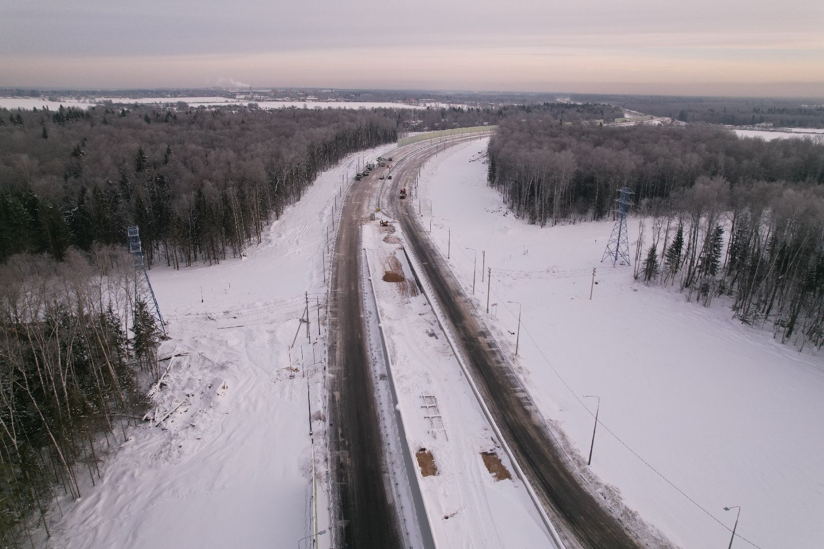 видео с коптера, лобня, дороги, строительство, северный обход,
