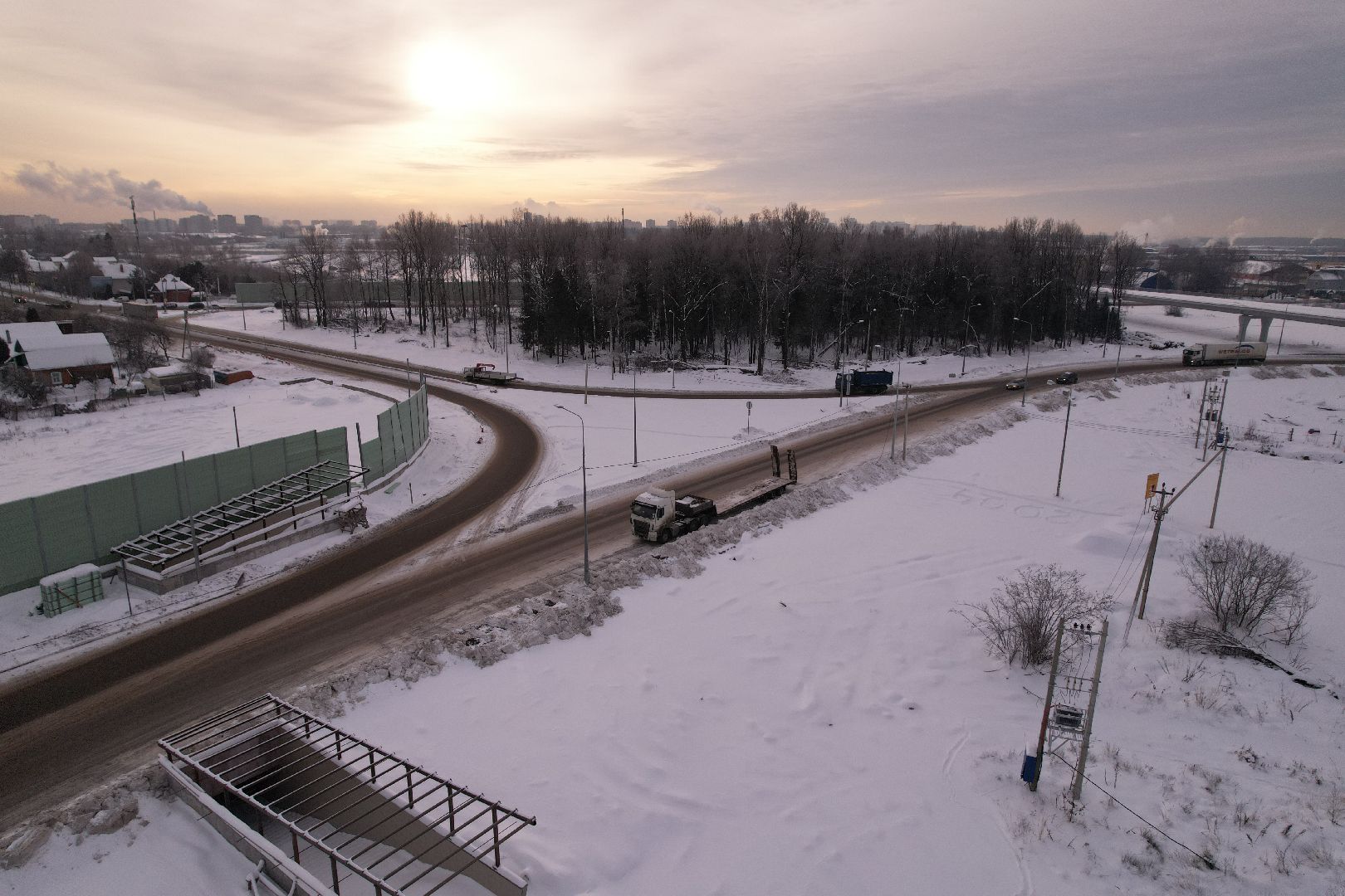 видео с коптера, лобня, дороги, строительство, северный обход,