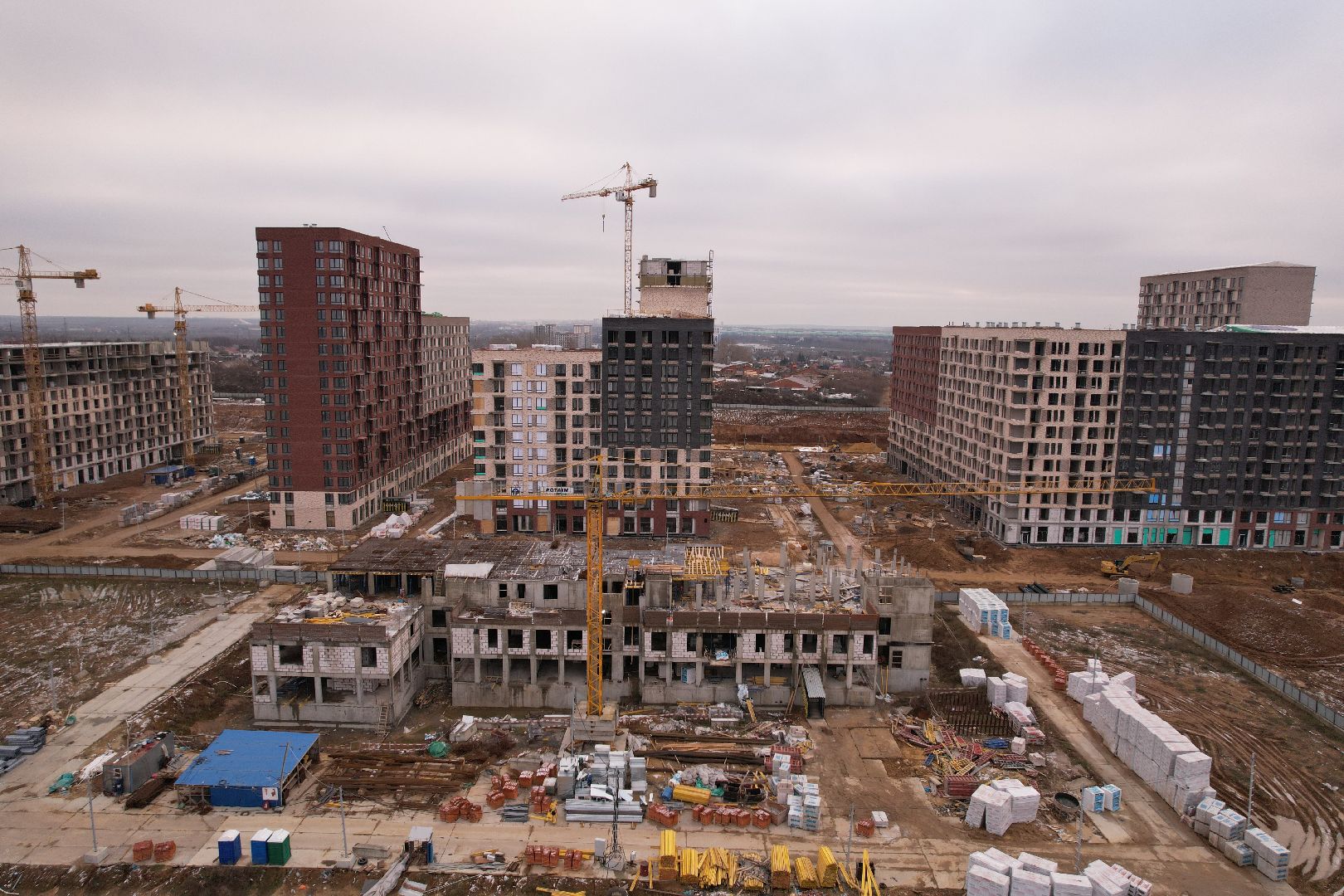 видео с коптера, ленинский, строительство,