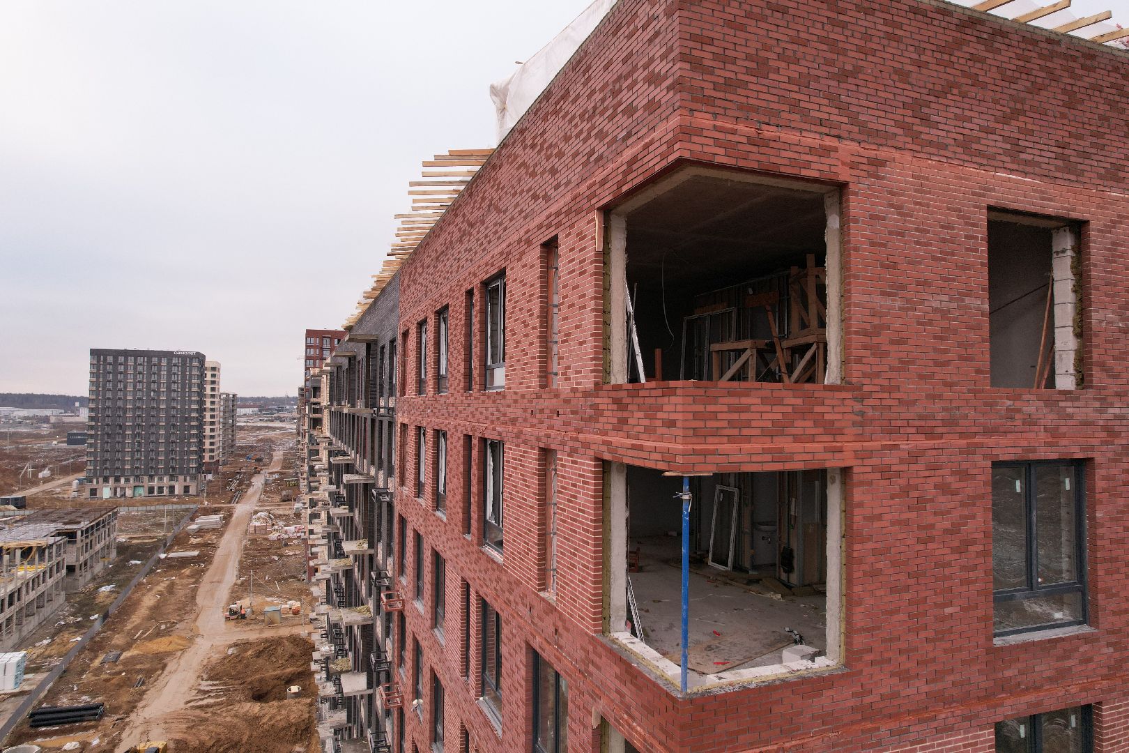 видео с коптера, ленинский, строительство,