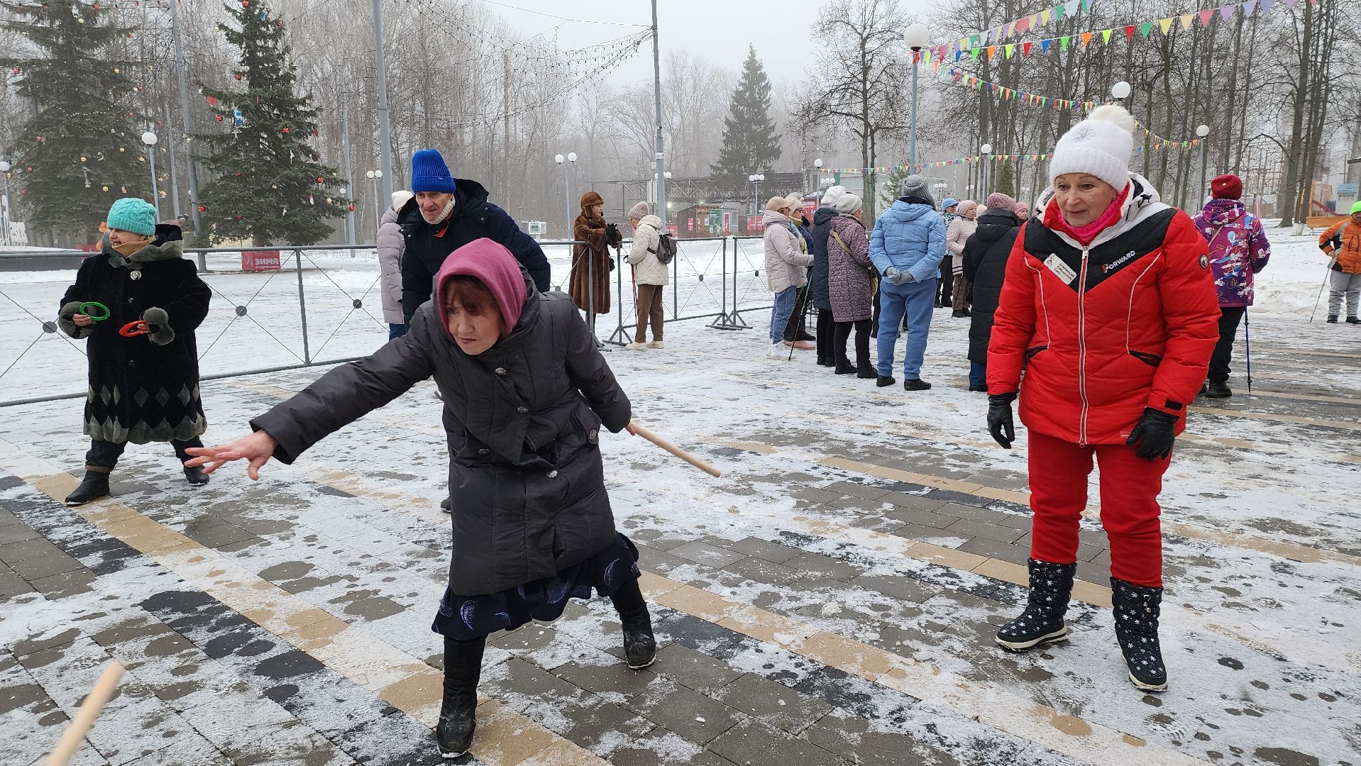 кашира, активное долголетие, новый год, спортивная эстафета, северная ходьба, дыхательная гимнастика,