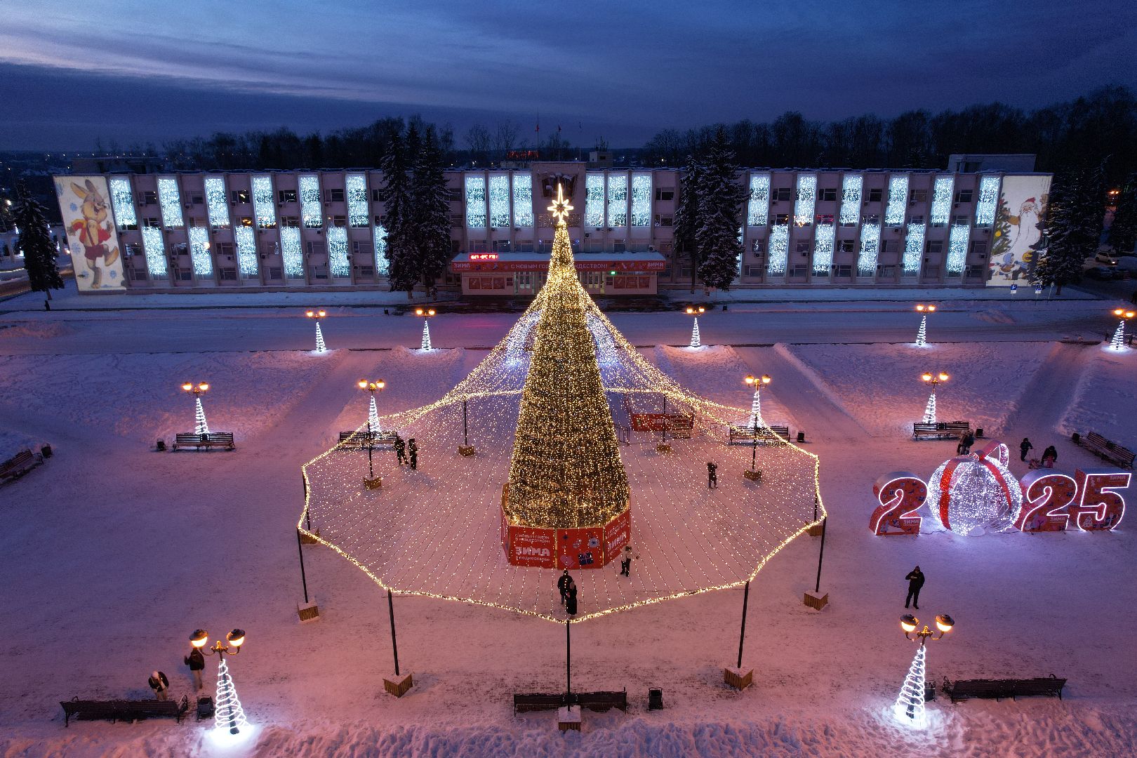 видео с коптера, ёлка, иллюминация, сергиев посад,