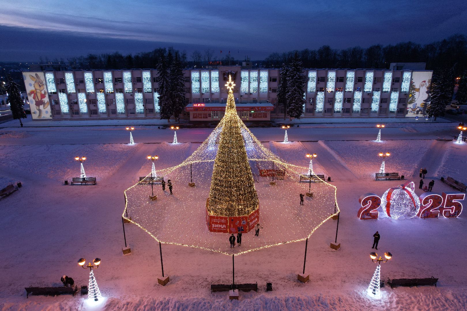 видео с коптера, ёлка, иллюминация, сергиев посад,