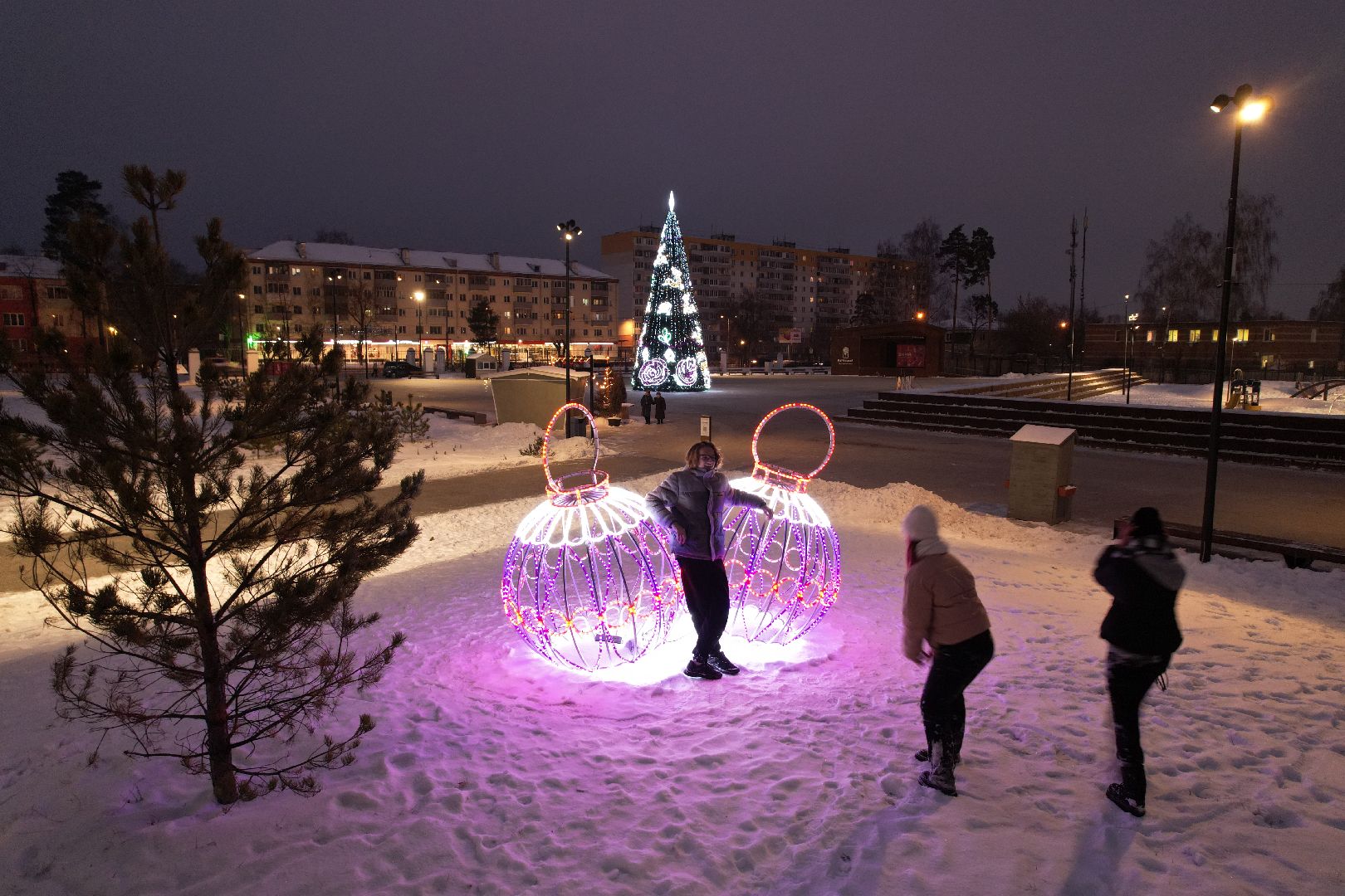 видео с коптера, орехово-зуево, ликино-дулево, ёлка, благоустройство, новый год,