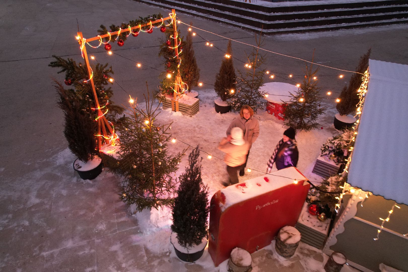 видео с коптера, орехово-зуево, ликино-дулево, ёлка, благоустройство, новый год,