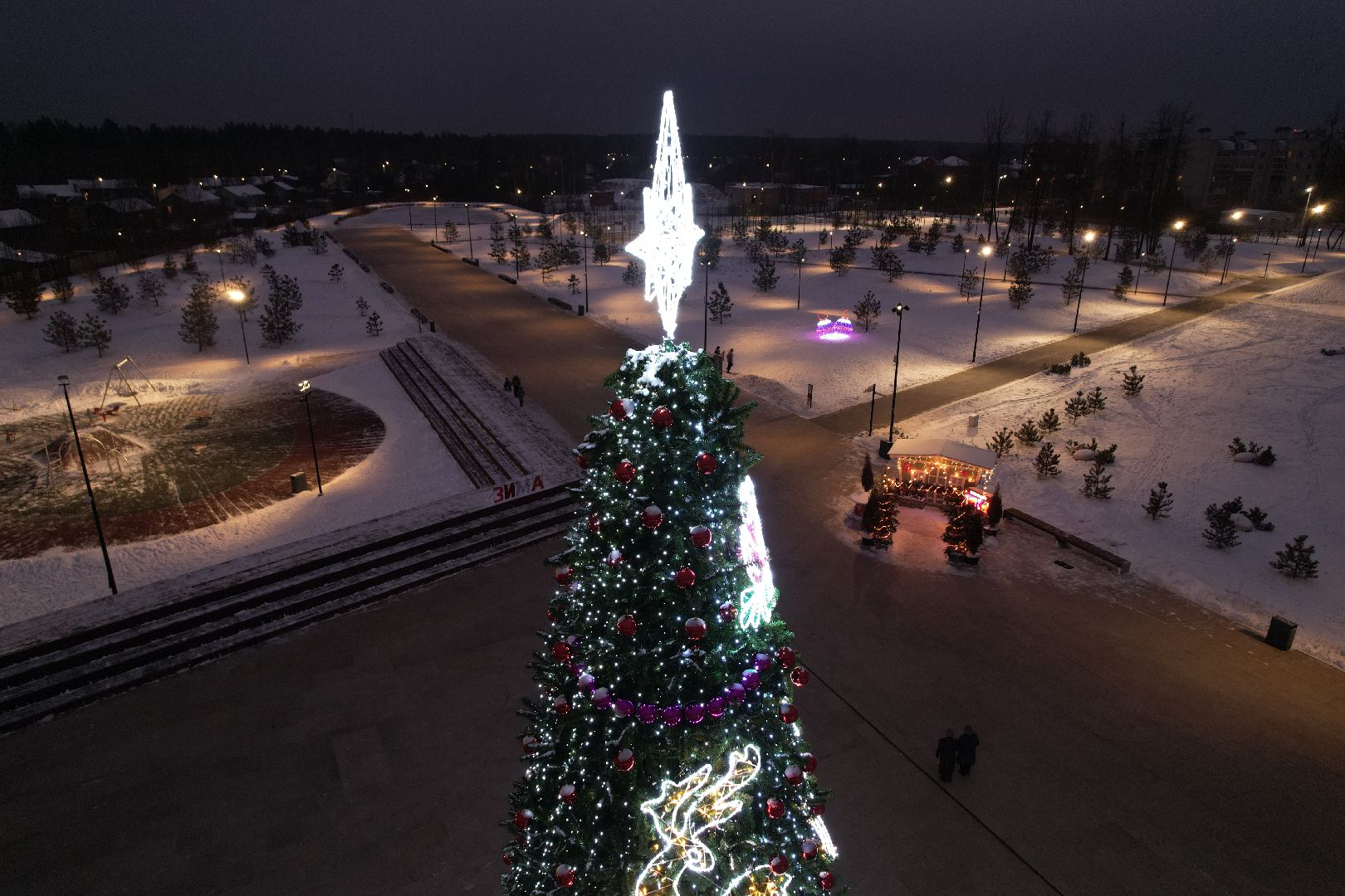 видео с коптера, орехово-зуево, ликино-дулево, ёлка, благоустройство, новый год,