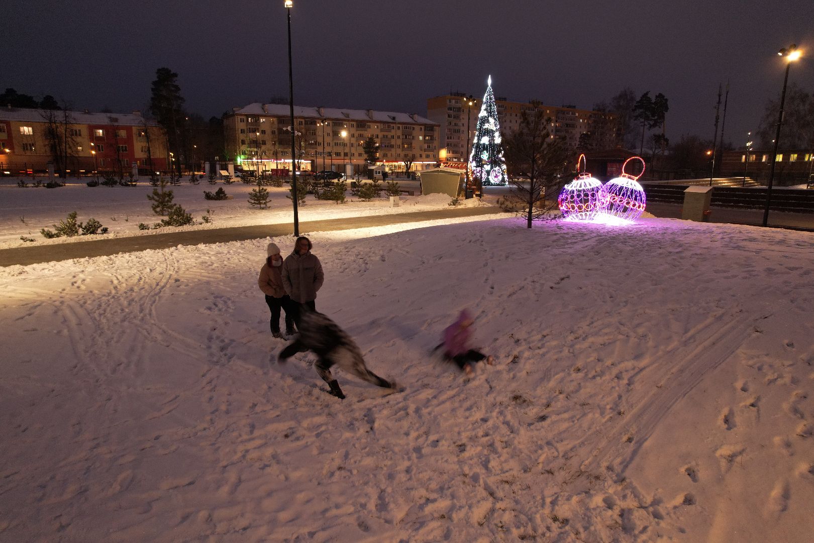 видео с коптера, орехово-зуево, ликино-дулево, ёлка, благоустройство, новый год,