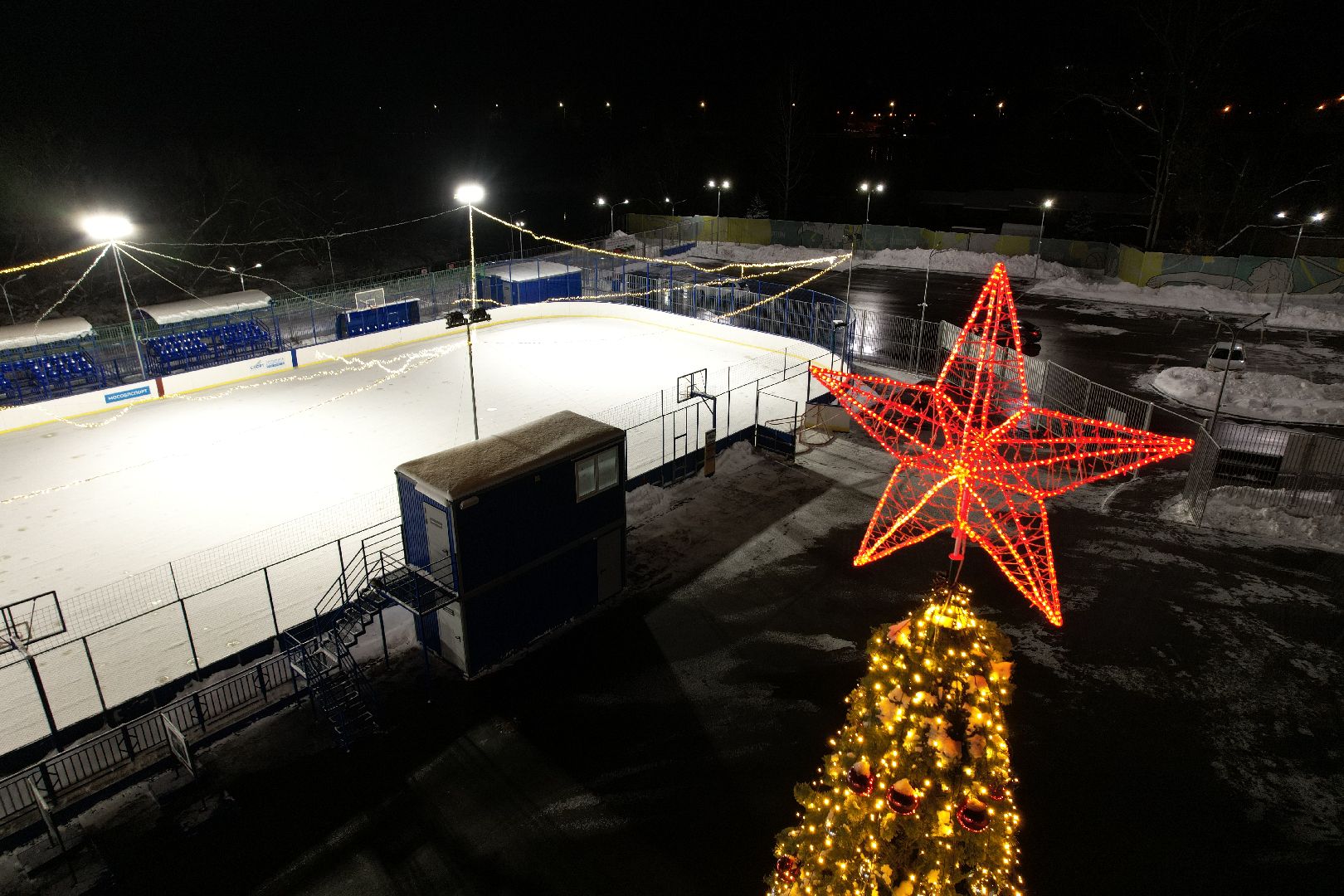 видео с коптера, каток, звенигород,