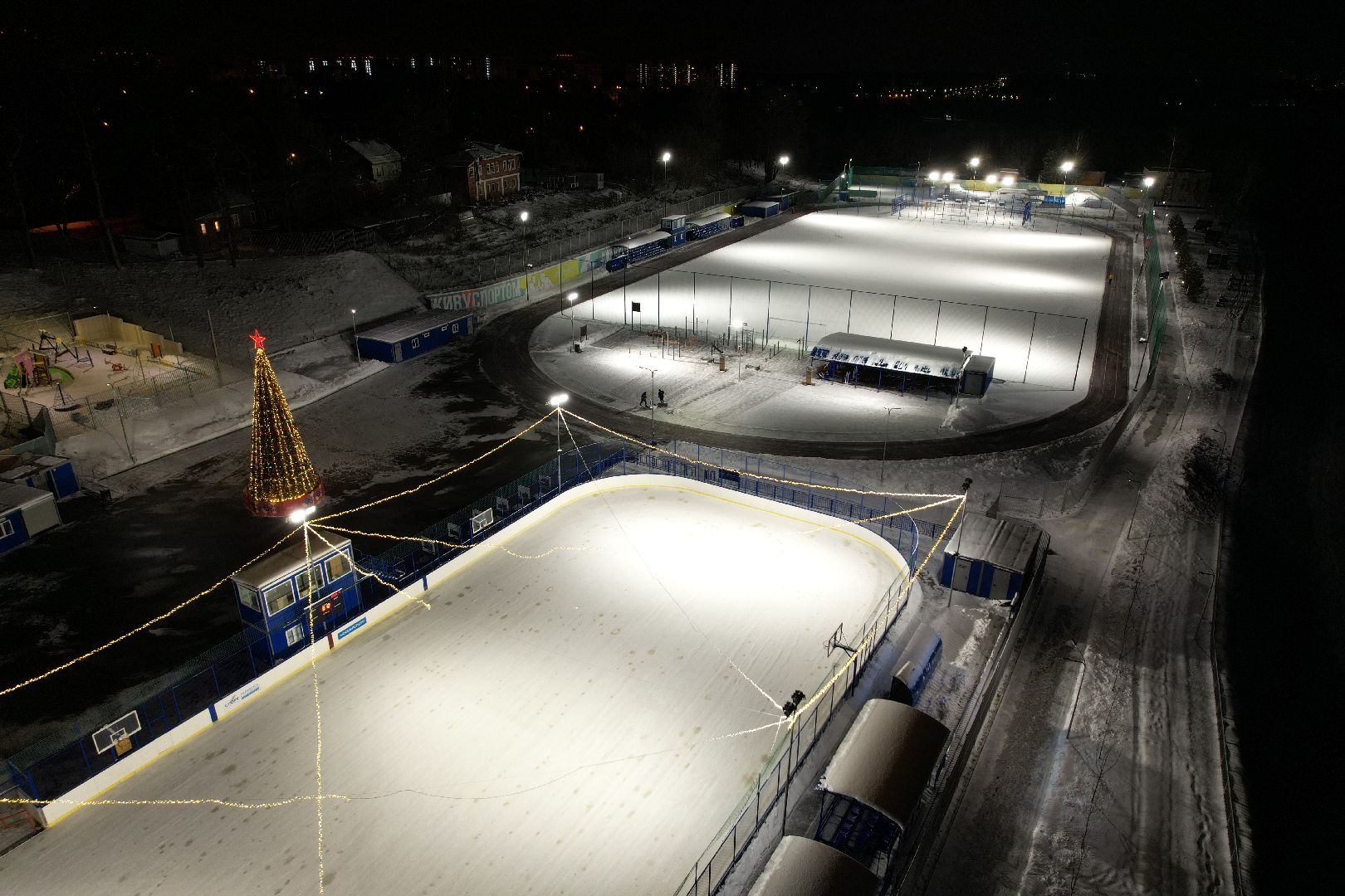 видео с коптера, каток, звенигород,