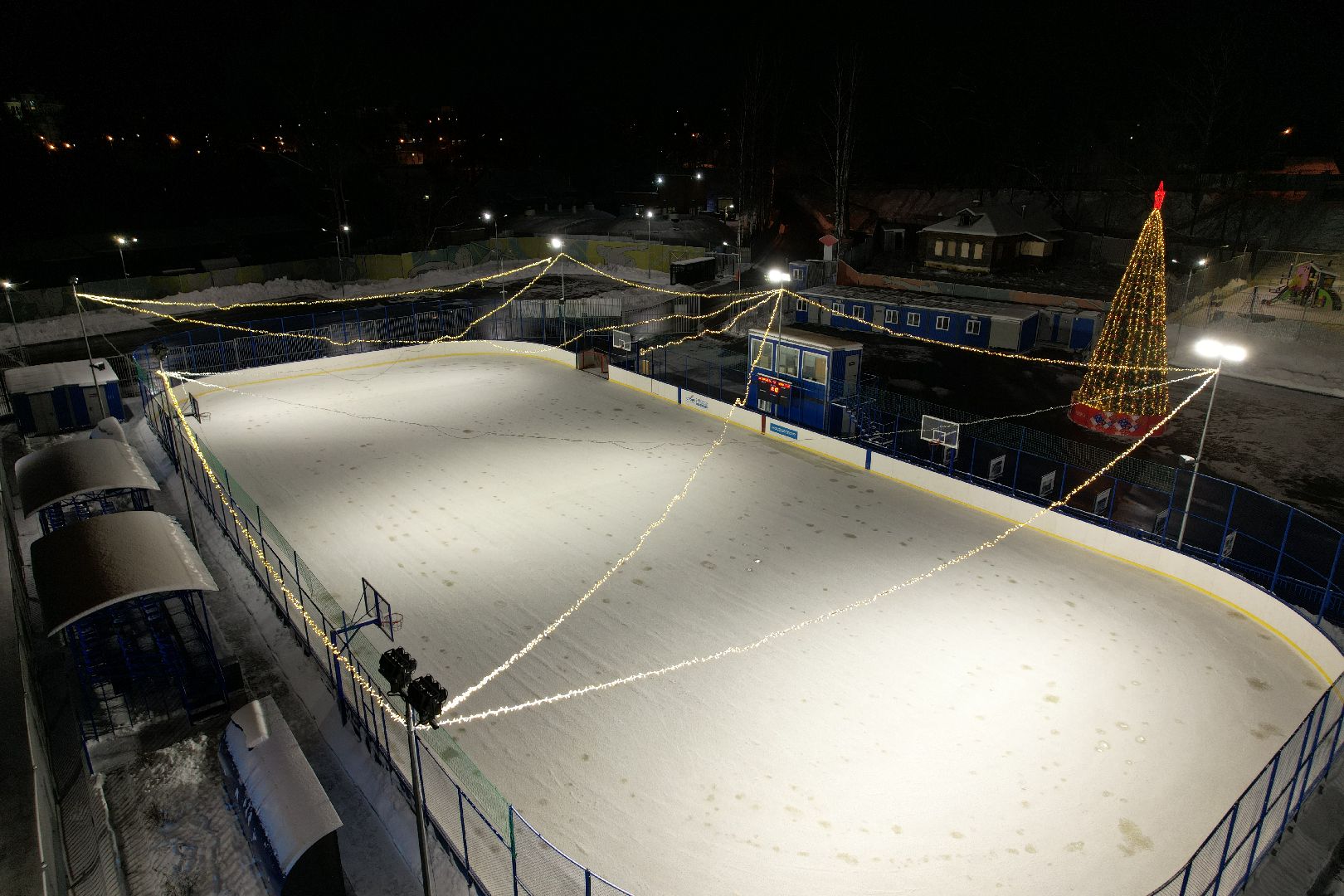 видео с коптера, каток, звенигород,