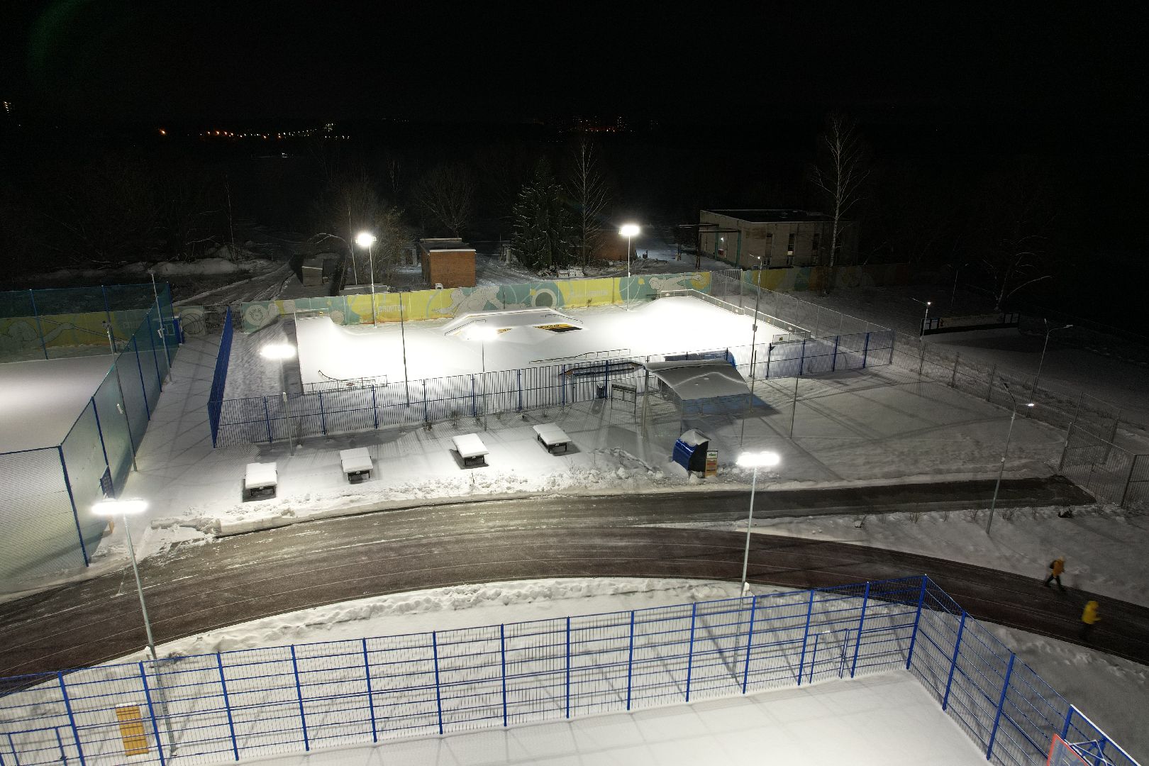 видео с коптера, каток, звенигород,