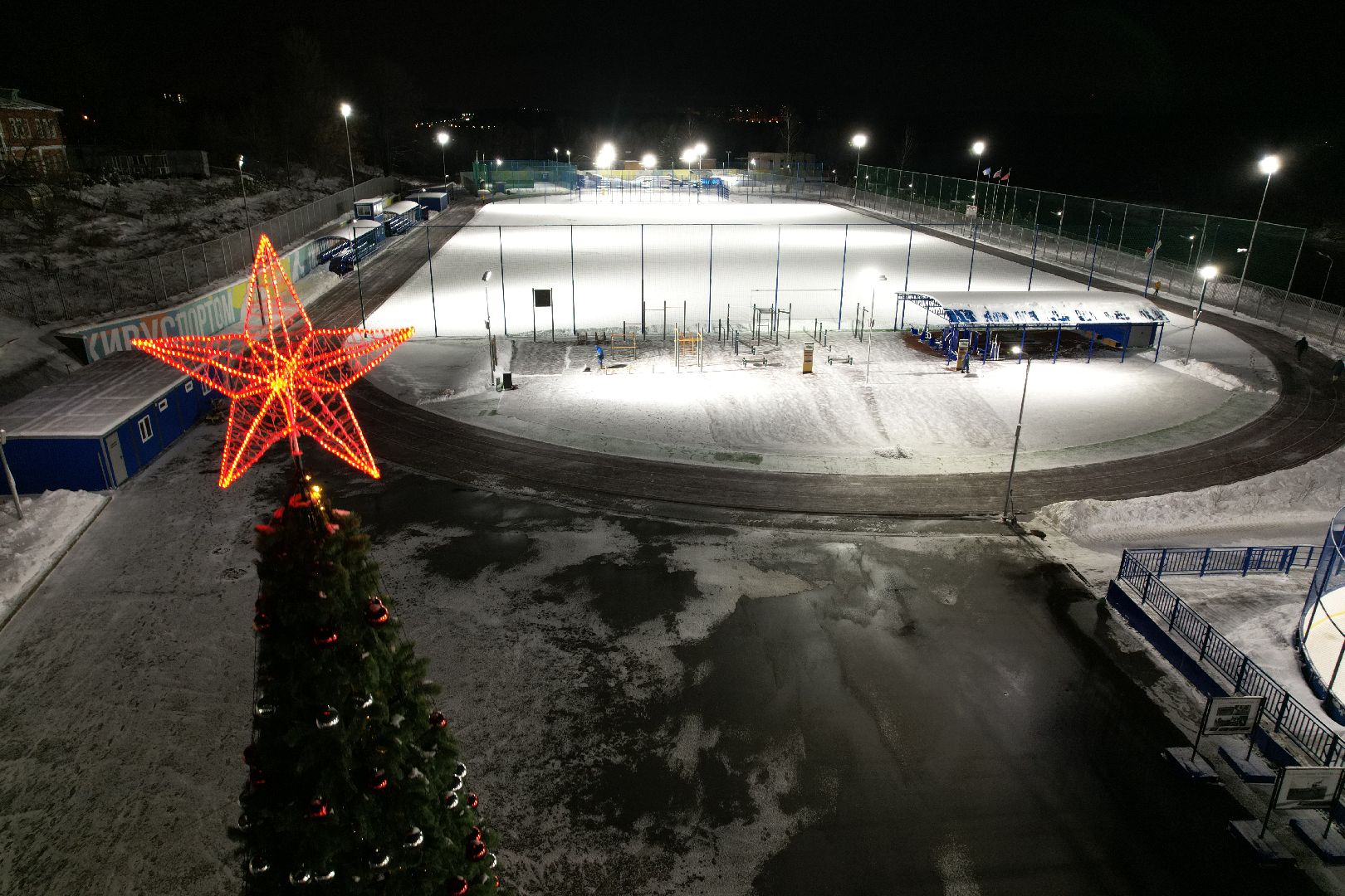 видео с коптера, каток, звенигород,