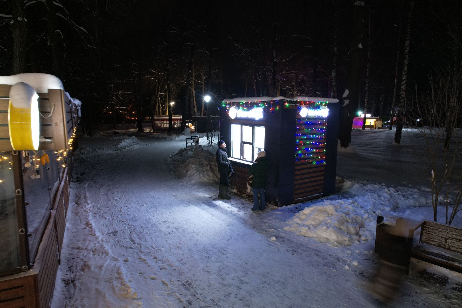 видео с коптера, каток, зима в подмосковье,