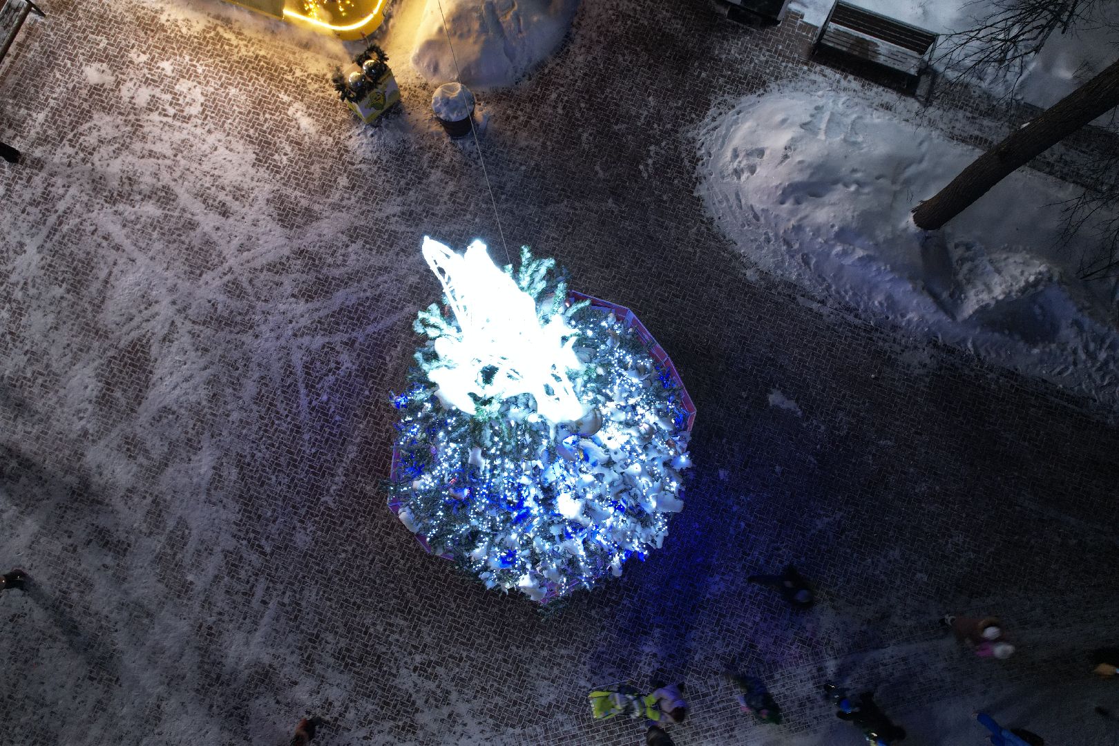 видео с коптера, каток, зима в подмосковье,