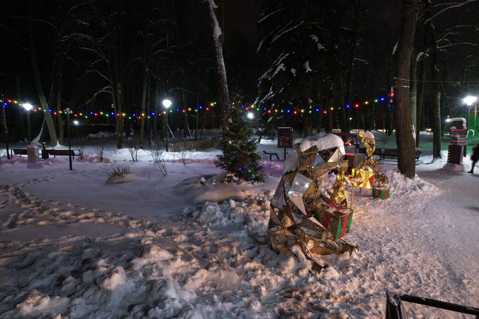 видео с коптера, каток, зима в подмосковье,