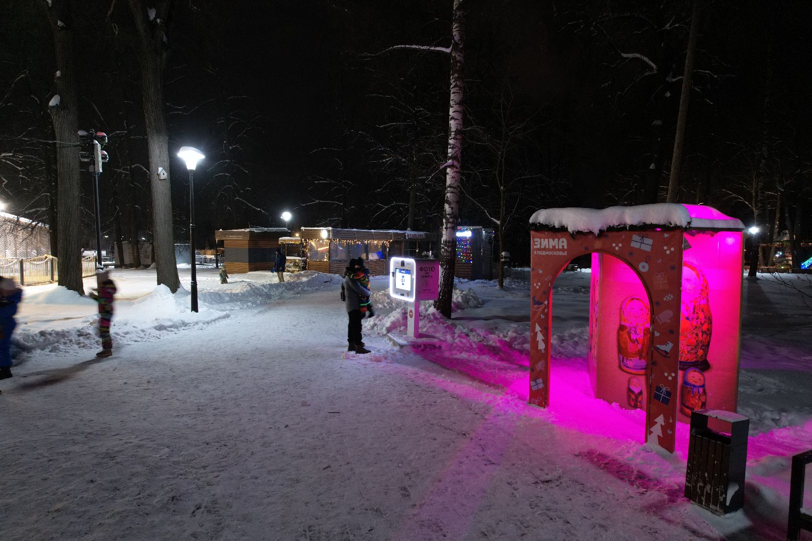видео с коптера, каток, зима в подмосковье,