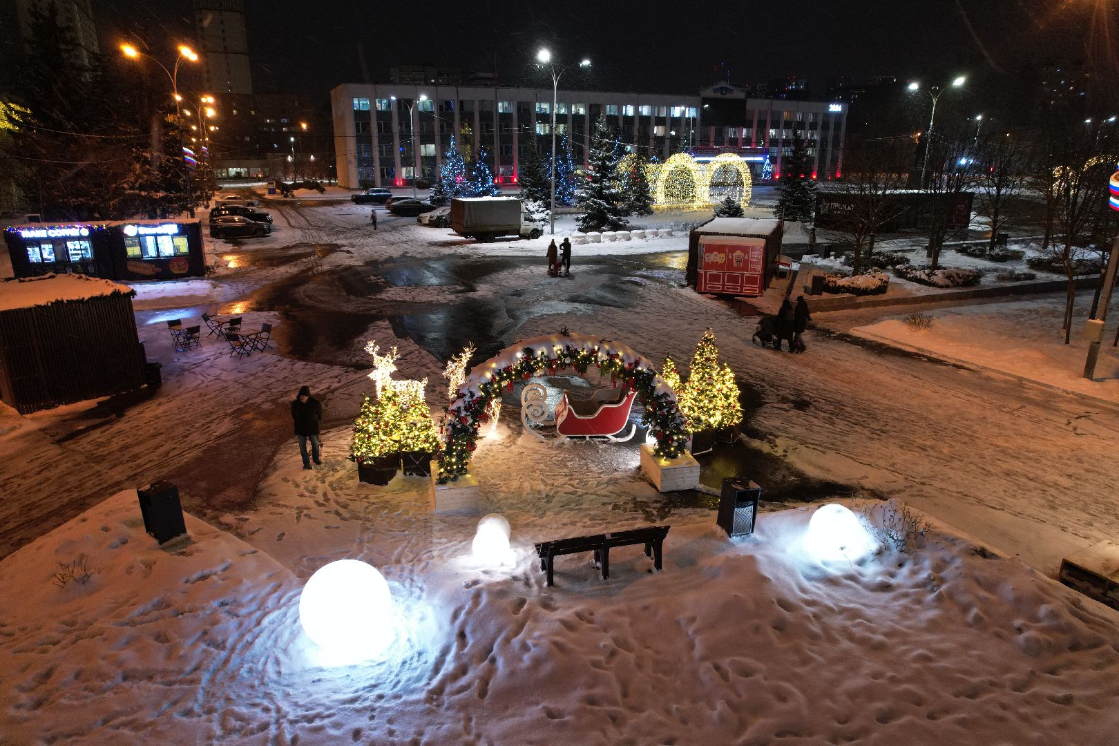 видео с коптера, одинцово, ёлка, новый год, иллюминация,